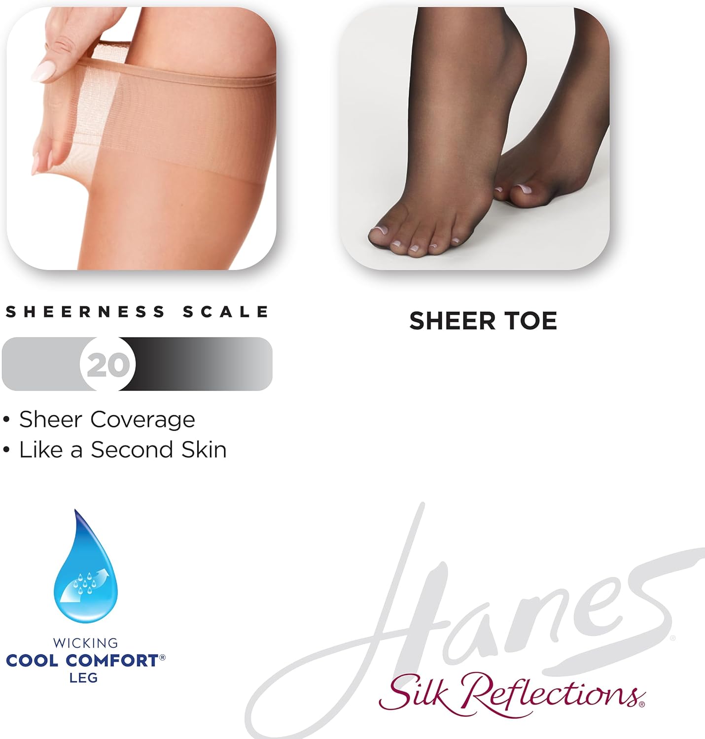 Hanes Silk Reflections Women's Sheer Toe Silky Sheer Knee-High Stockin