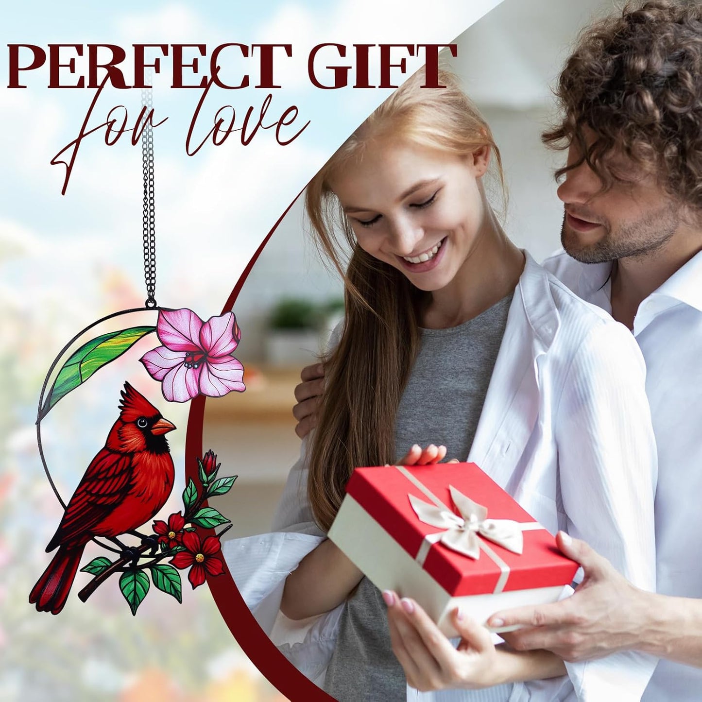 Cardinal Gifts for Women, Cardinal Sun Catcher for Window Hanging, for Mom Grandma Bird Lovers, Spring Suncatcher Garden Decor for Indoor Outdoor Windows