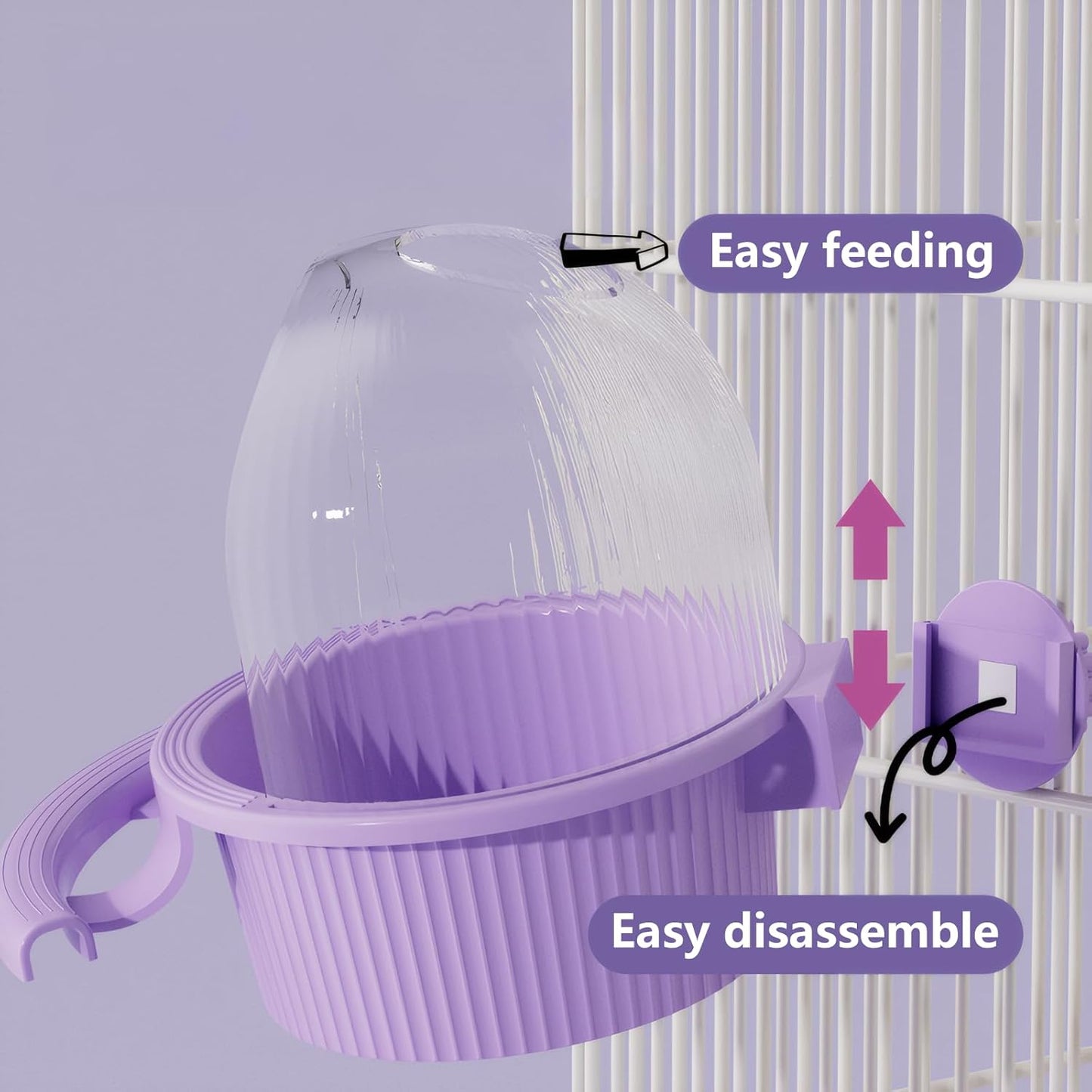 Bird Feeder for Cage – No Mess Feeder & Water Dispenser, Easy to Install and Clean, Semi-Enclosed Design Prevents Splashing