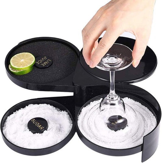 1 Pack 3 Tier Bar Glass Rimmer for Margarita and Cocktail, Bartender T