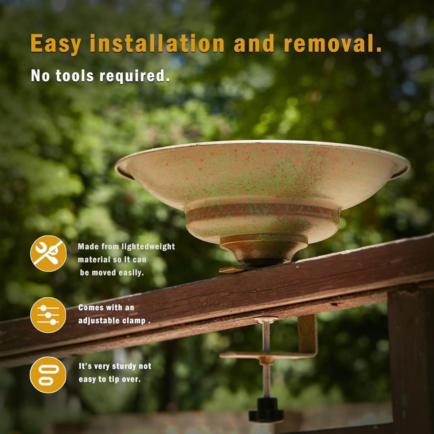 Solar Bird Bath,Deck Bird Bath with Solar Fountain,Metal Bird Bath Bub
