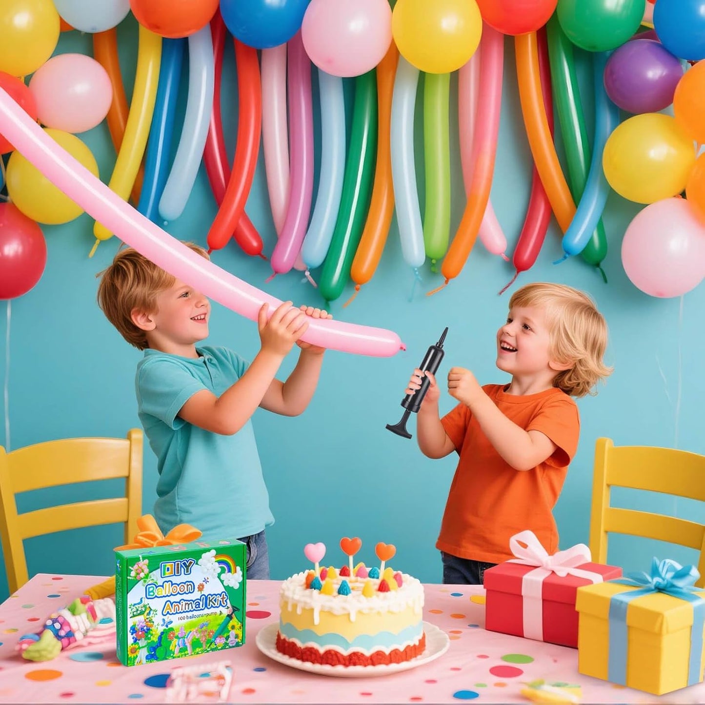 260 Balloons with Pump, Premium Long Latex Twisting Balloons animal kit, Birthday Gifts for Girls and Boys Arts and Crafts Pastel Color 100Pcs