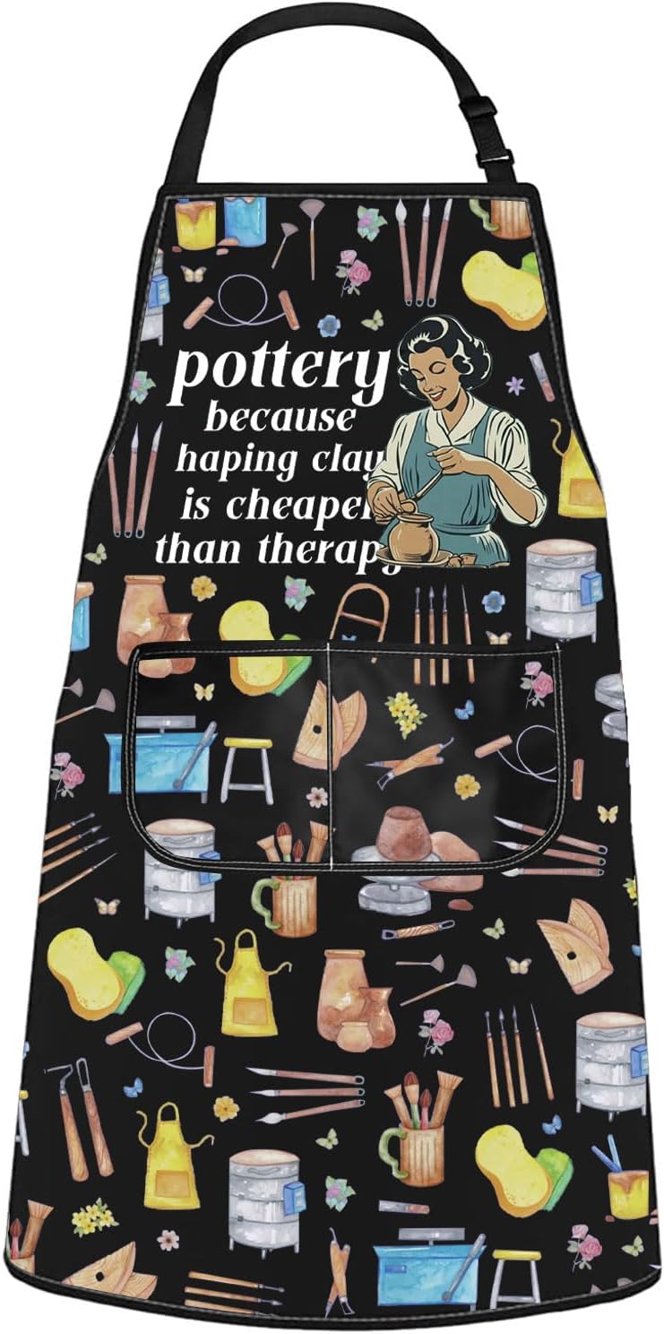 WCGXKO Pottery Gift Ceramic Artist Gift Funny Pottery Kitchen Apron Cl