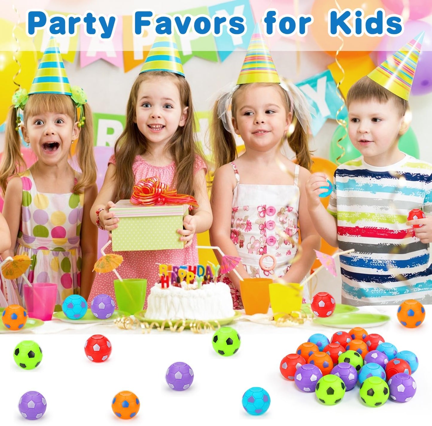 32PCS Fidget Spinner Soccer Balls Sports Party Favors Bulk for Kids 4-8 8-12 Easter Egg Fillers Birthday Goodie Treat Bag Stuffers Classroom Treasure Toys Carnival Prizes Pinata Return Gifts
