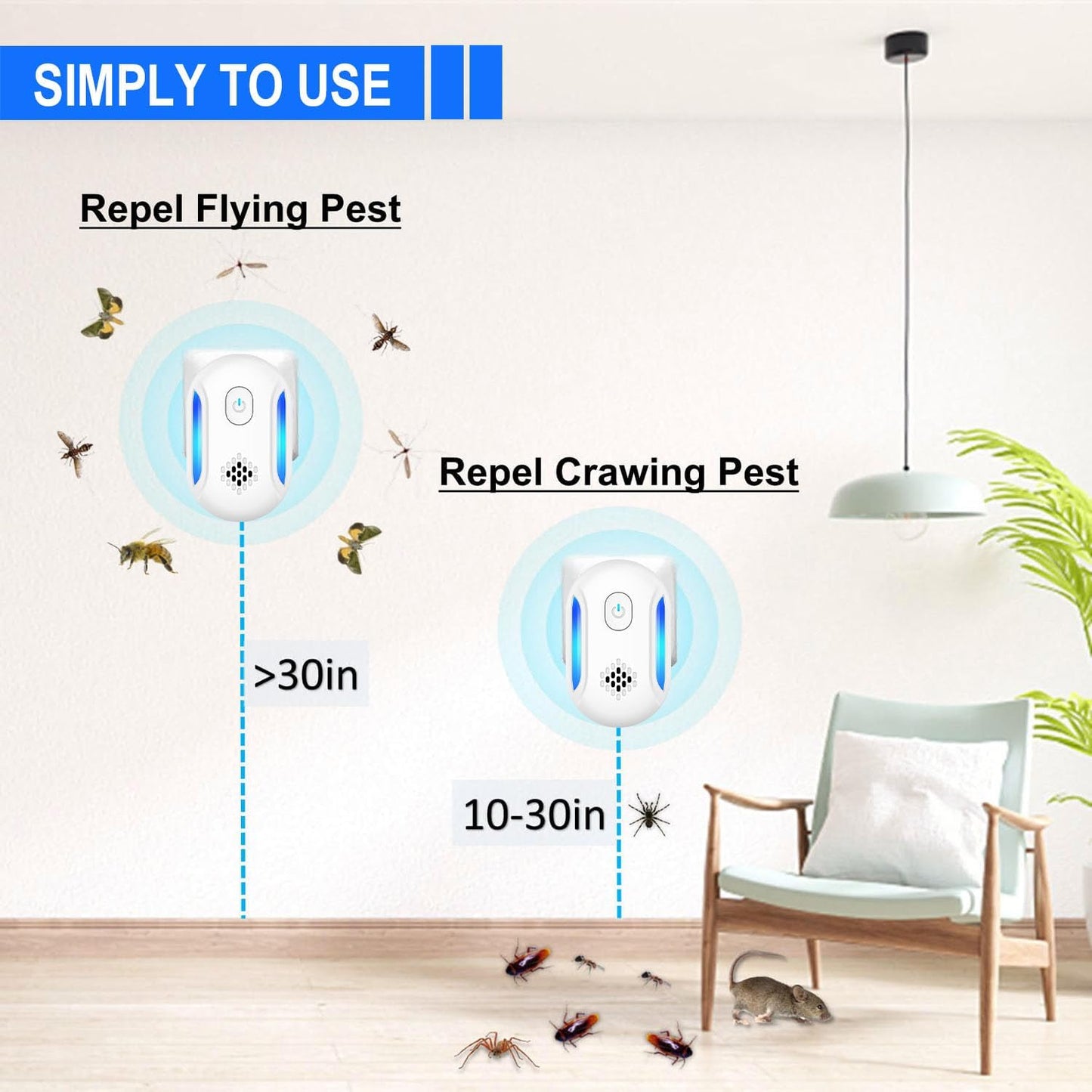 Ultrasonic Pest Repellent 6 Pack, Electronic Plug in Indoor Ultrasonic