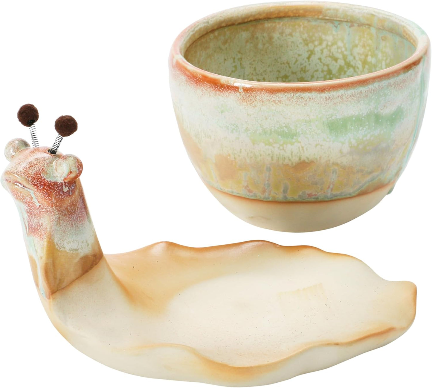 Creative Co-Op Stoneware Snail Planter, Reactive Glaze, (Each One Will
