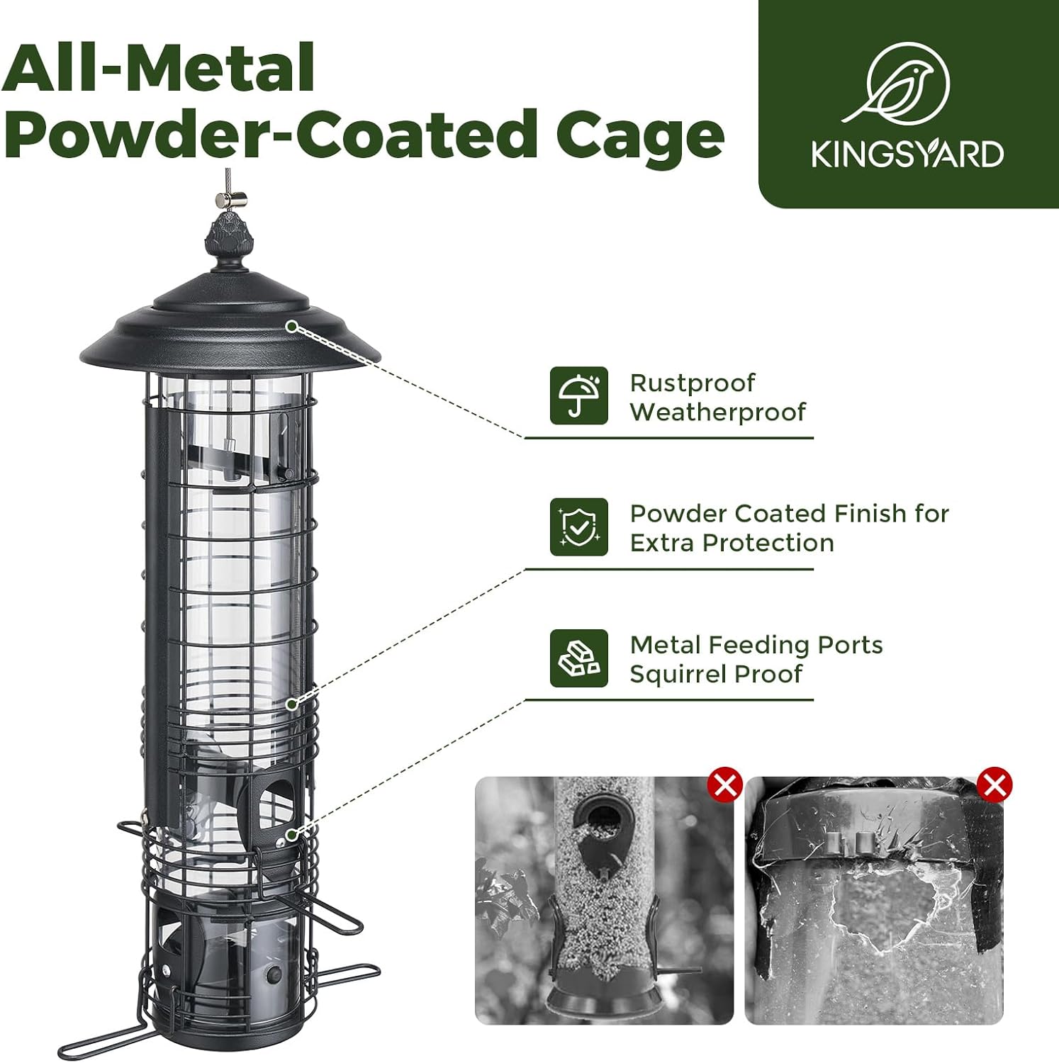 Kingsyard Squirrel Proof Bird Feeders for Outdoors with Weight-Activat