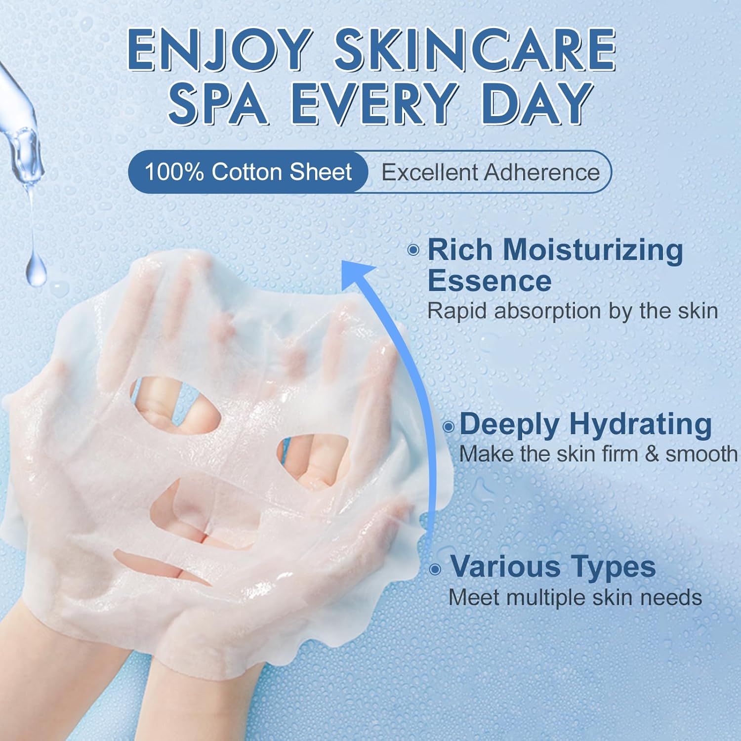 14 Pack Sheet Face Masks Skincare, Hydrating Face Masks Suitable for D