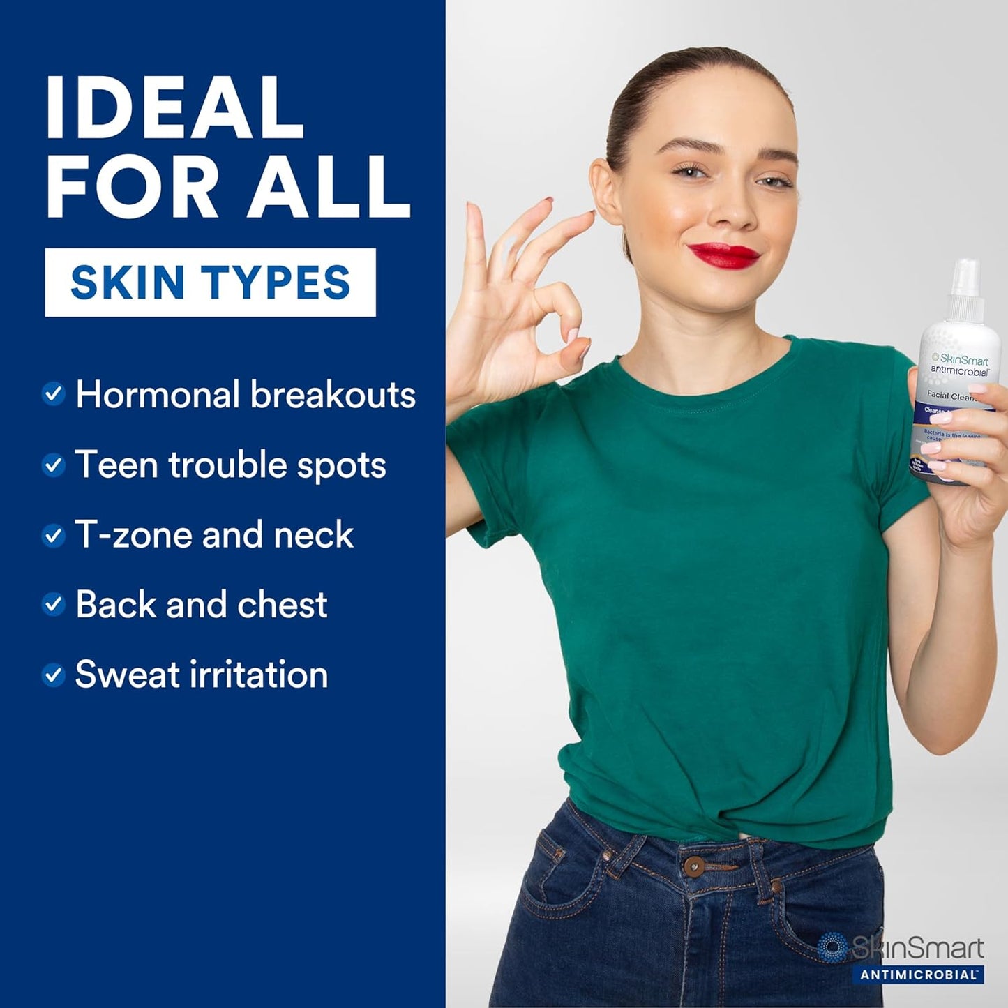 SkinSmart Antimicrobial Facial Cleanser for Breakouts & Blemishes; Hyp