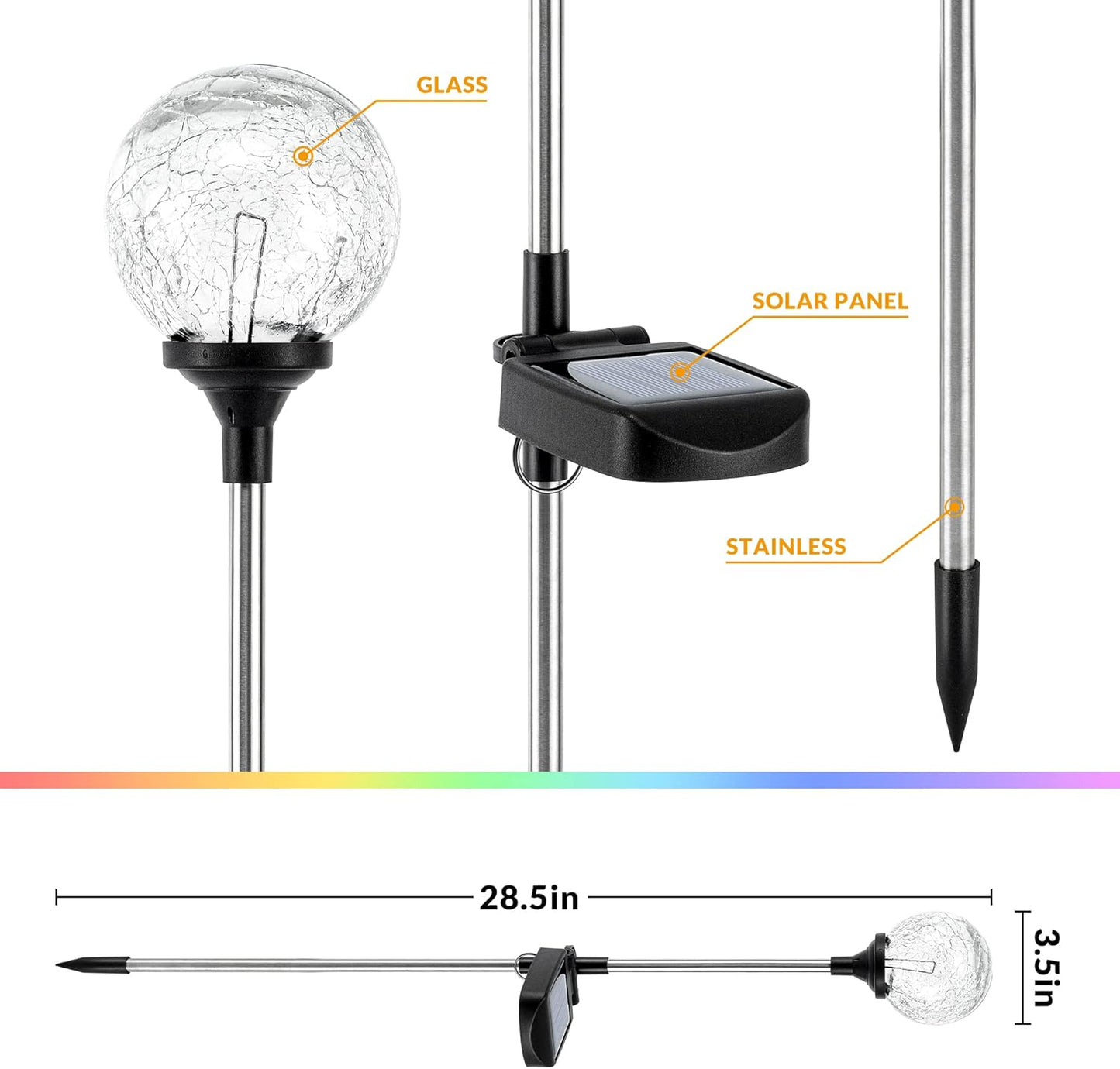 SOLPEX Solar Garden Lights 3 Pack, Solar Lights Outdoor Decorative, So
