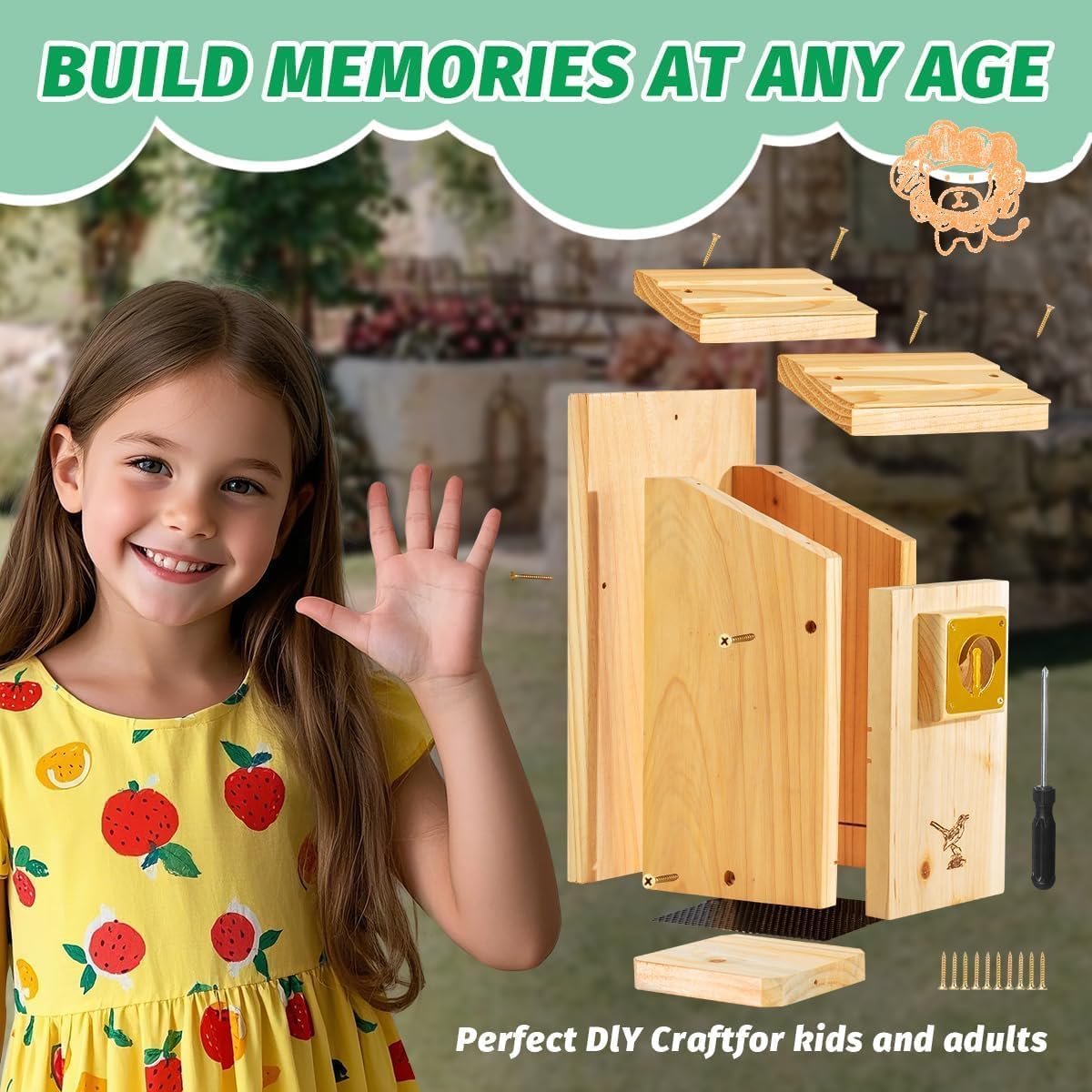 2pk XL Bluebird Houses Nesting Box for Outside - Heavy Duty Bird House - Birdhouses for Outside - Wall Tree Pole Mountable - 1.5” Hole 13/16" Thickness Assemble Needed