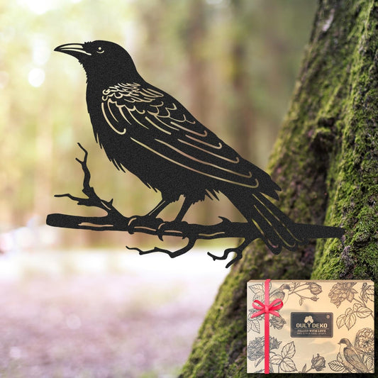Raven Decor,Metal Birds Yard Decor,Metal Yard Art Outdoor and Garden,Tree Decorations Outdoor,Yard Animals,Black Crows Halloween Decor