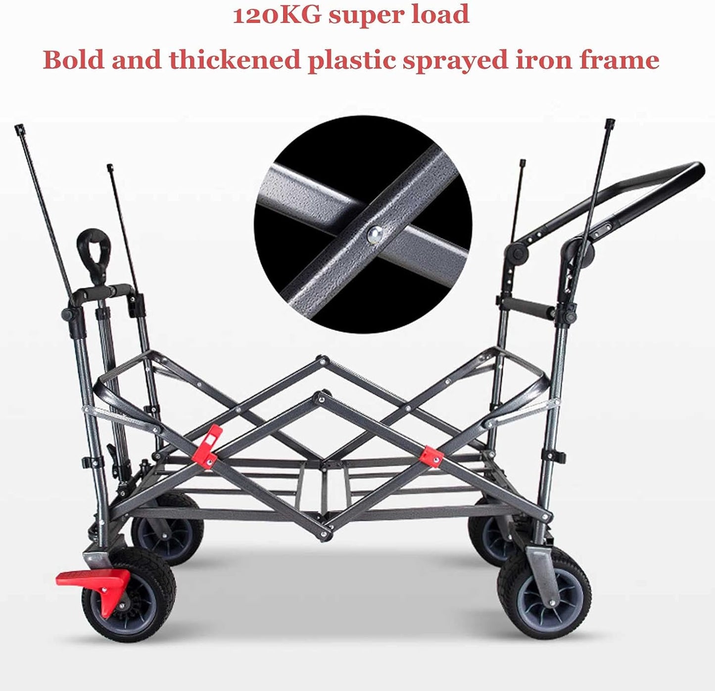 Multifunctional All Terrain Wagon Foldable Outdoor Garden Carts 100l Super Large Capacity Sports Wagon Suitable for Camping and Shopping Sky Blue