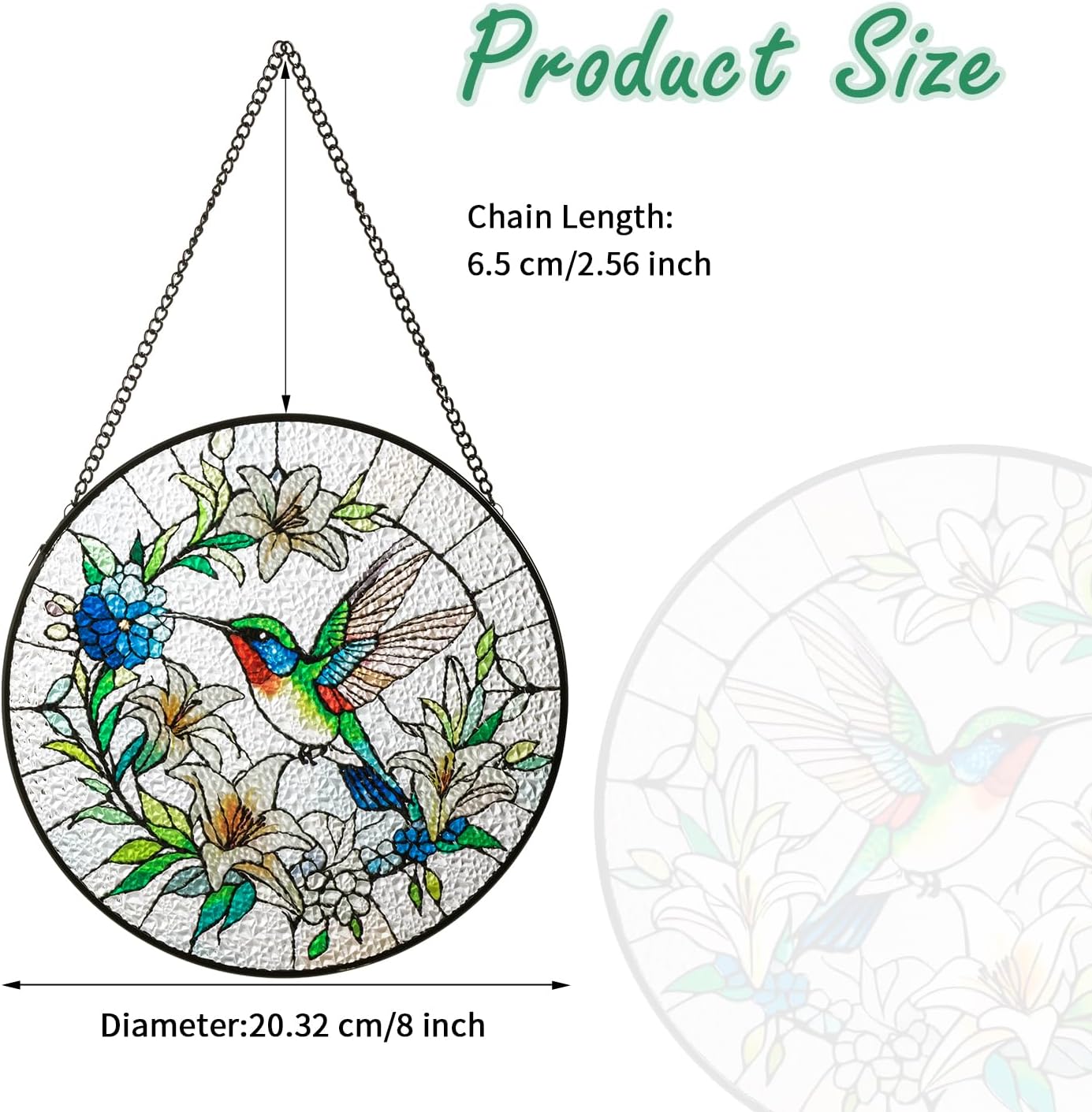 Sun Catcher Stained Glass Window Hanging 8 inch Birds & Flowers Suncatcher Wall Art Home Decor Sun Catchers Decoration for Garden Home Housewarming Gifts