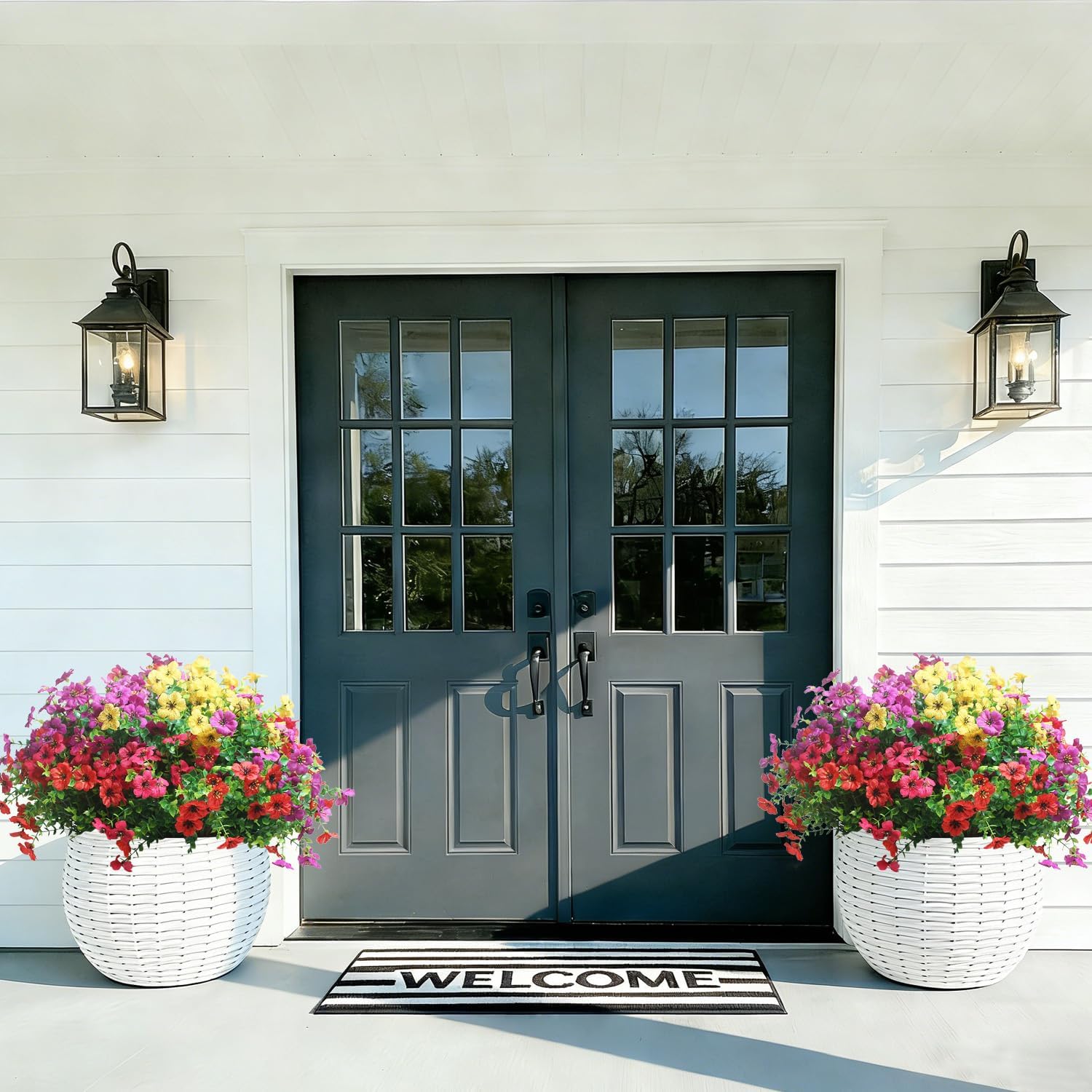 Outdoor Artificial Daisies 20 Bundles, UV Resistant Fake Flowers for I