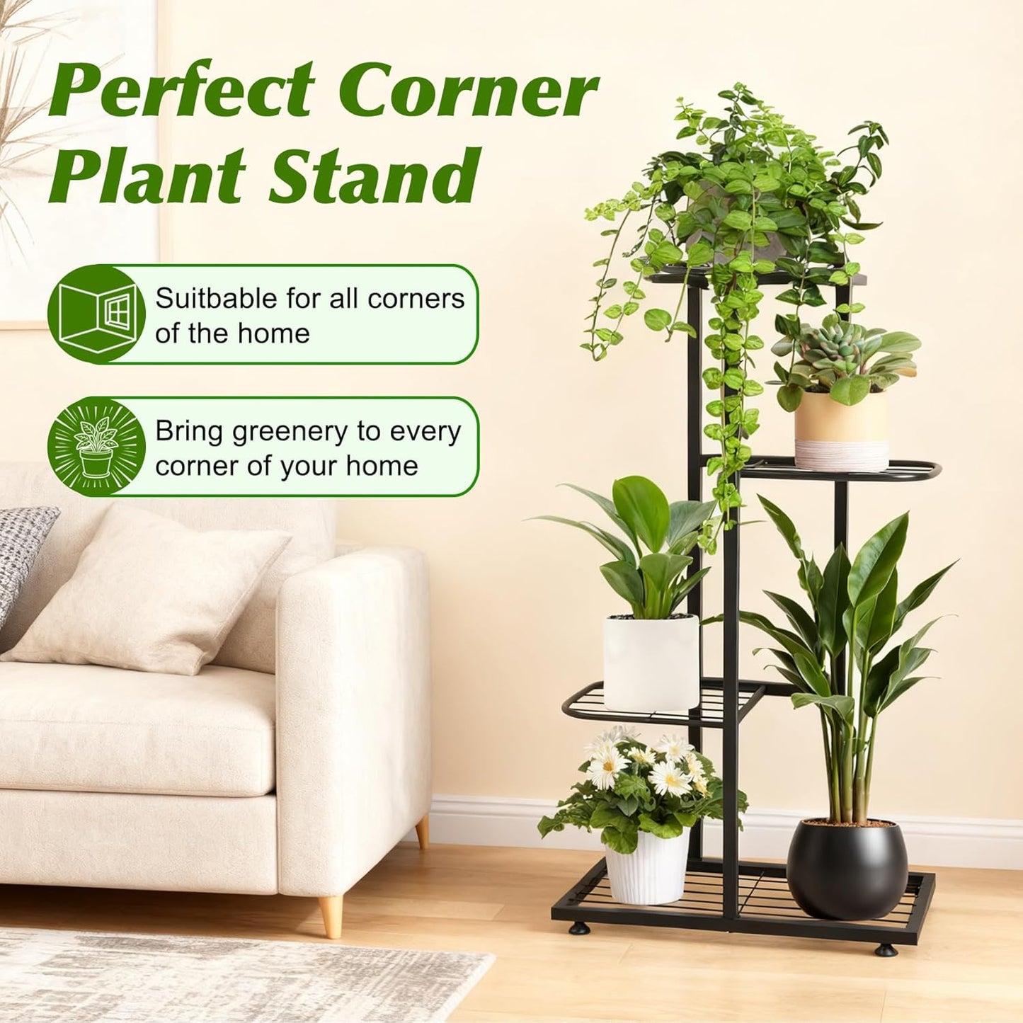Plant Stand Indoor Outdoor, Corner Metal Plant Stands, Heavy Duty Tall