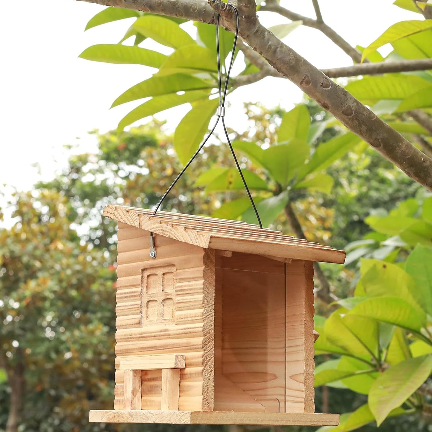 STARSWR Bird Feeder for Outdoor,Outside Hanging Bird Feeder - Mealworms Feeder Squirrel Proof, Bluebird House Feeder with Clear Acrylic Window - Perfect Bird Feeders for Outside