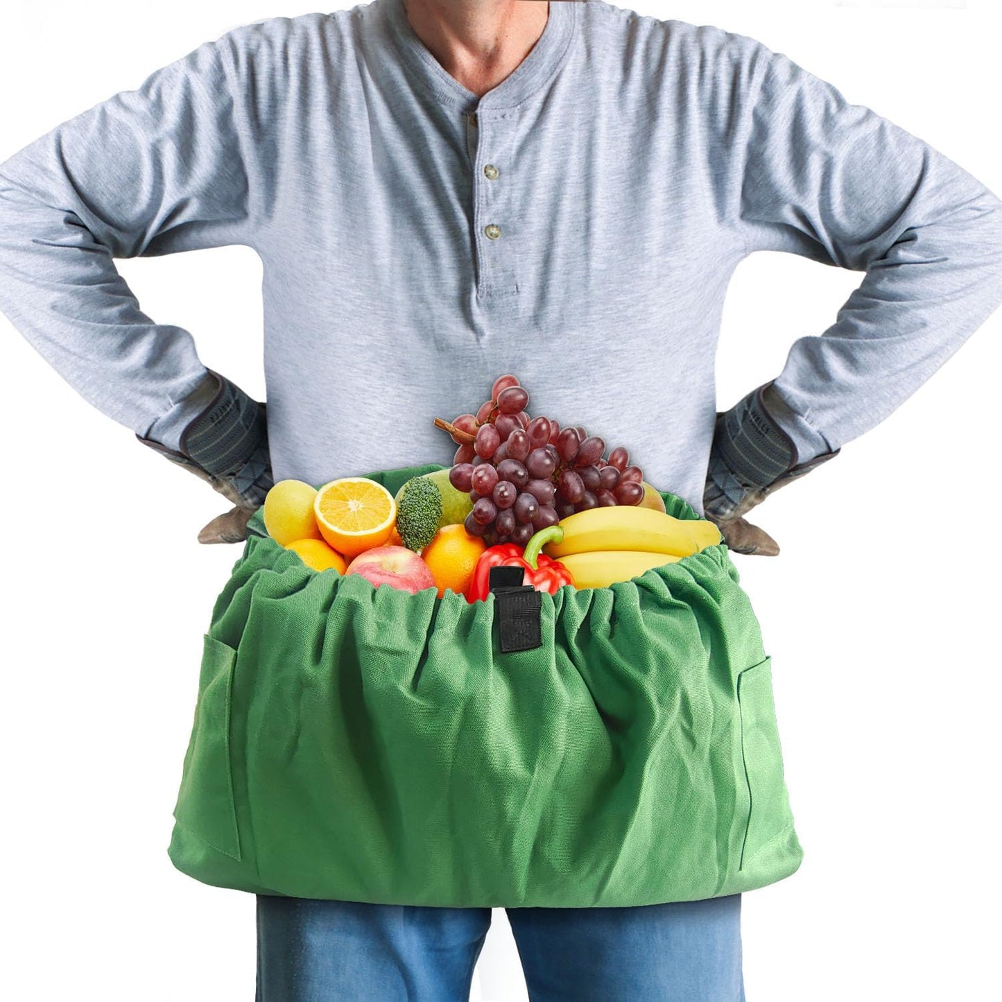 Gardening Apron Harvest Apron with Pockets, Green Garden Apron, Adjustable Waist Belt