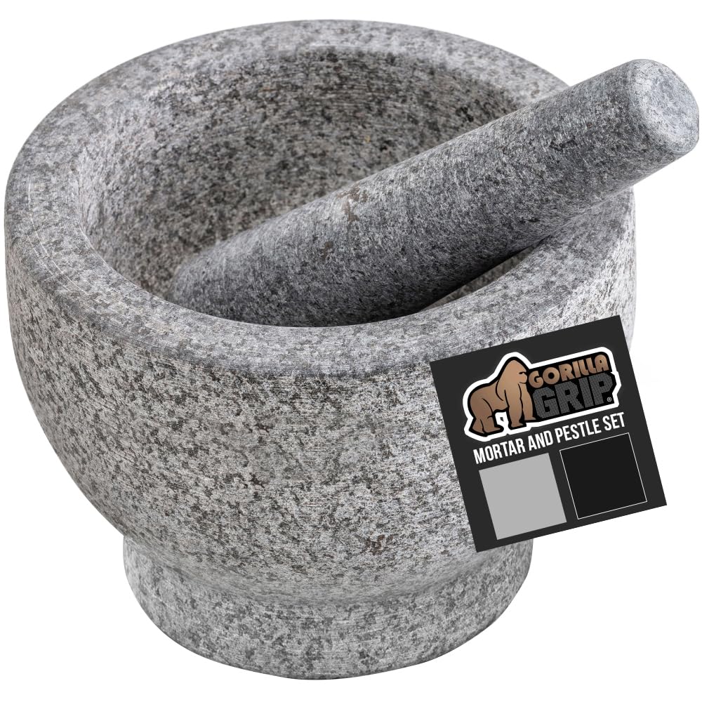 GORILLA GRIP Heavy Duty XL Mortar and Pestle Set with Slip Resistant B