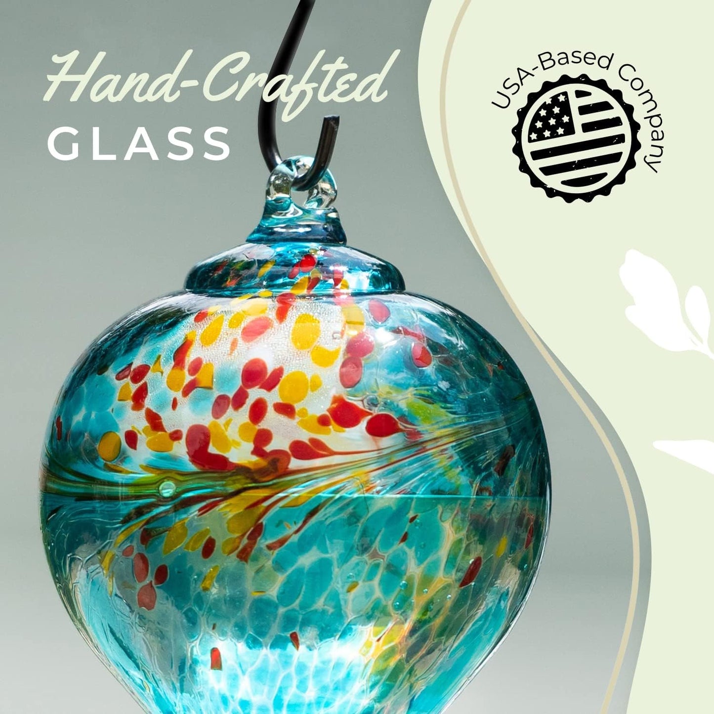 Hummingbird Feeder by Grateful Gnome - Large Hand Blown Stained Glass 