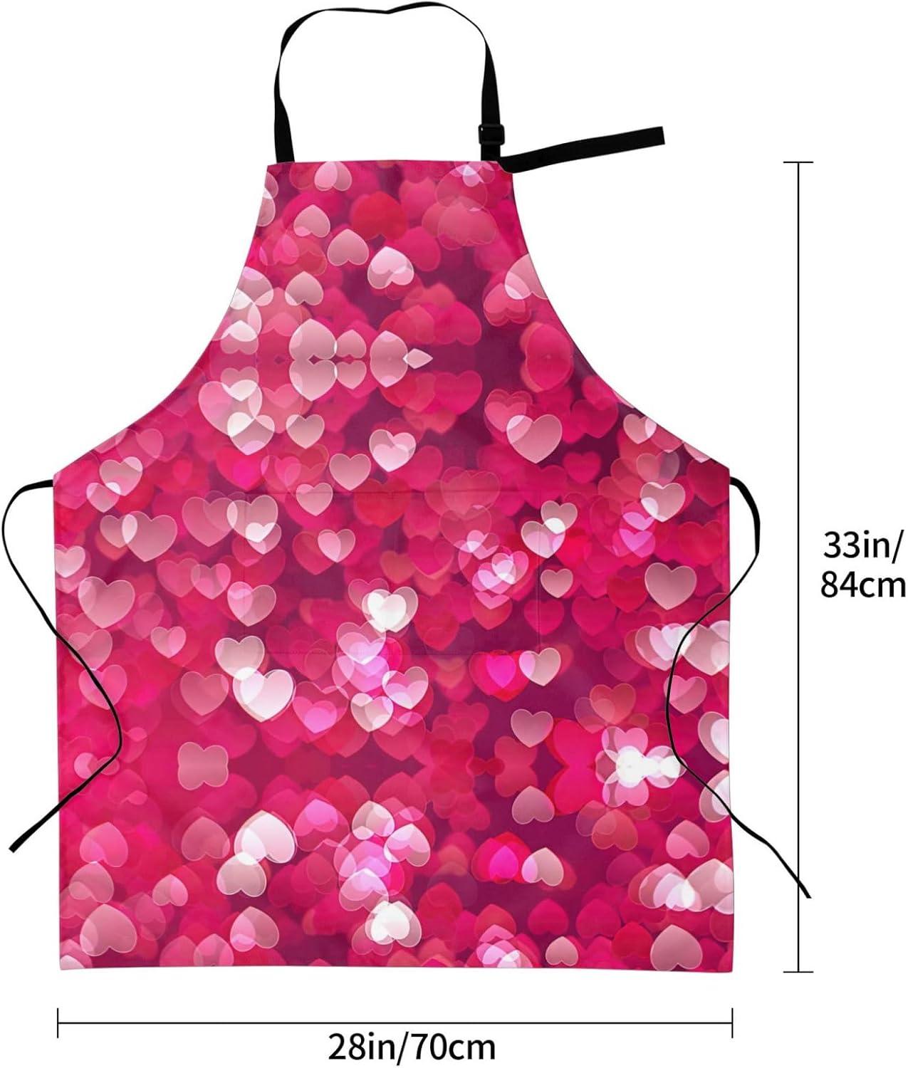 Valentine's Day Love Heart Print 28x33 In Adult Kitchen Apron with Poc