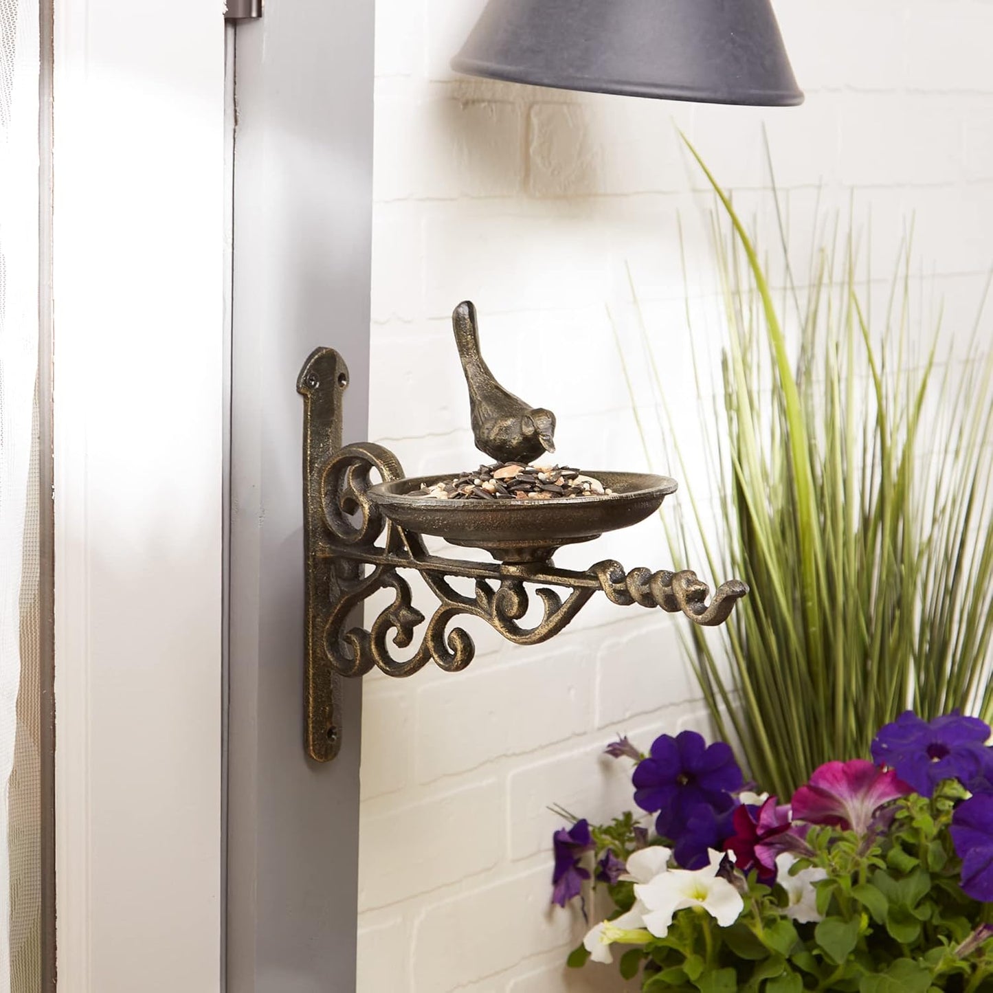 DII Cast Iron Collection Wall Mounted Birdfeeder, Ornate, 11.2x6x9.9