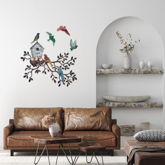 Tatuo Metal Bird Wall Art Birds on The Branch Wall Decor Hanging Metal