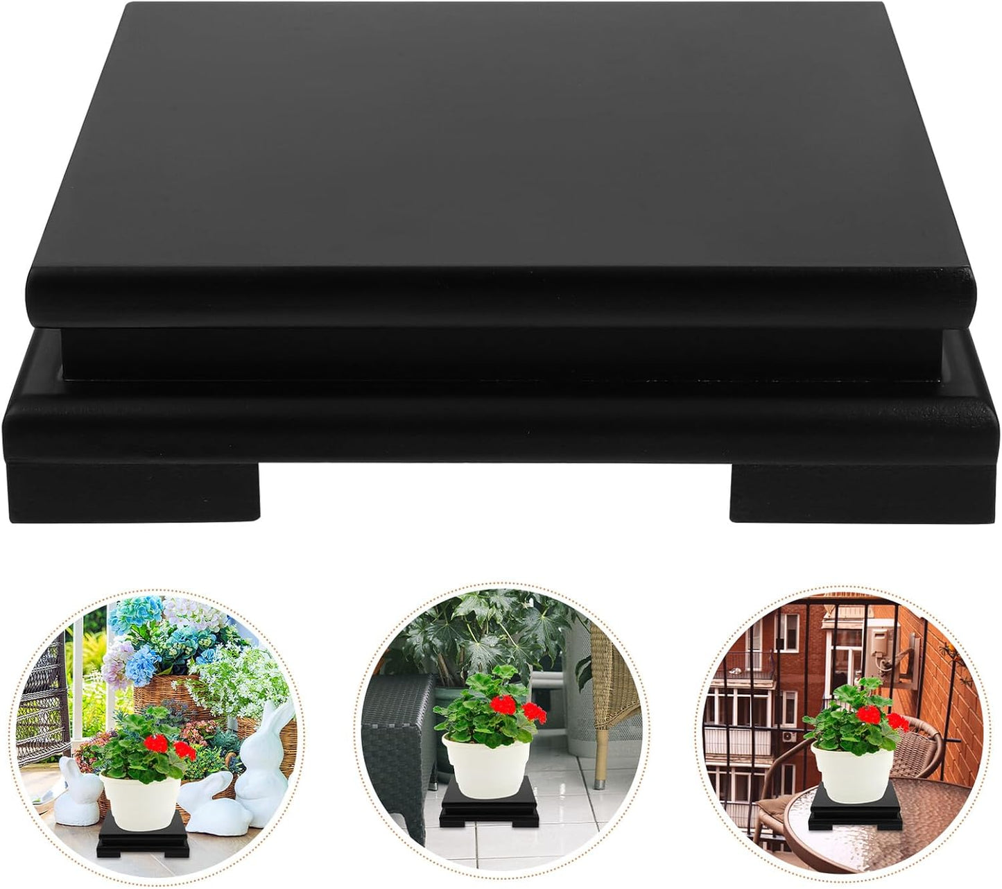 PRETYZOOM Wooden Display Base Square Stand 16cm High Solid Wood Ornament Holder Flower Pot Fish Tank Holder Home Décor Accent