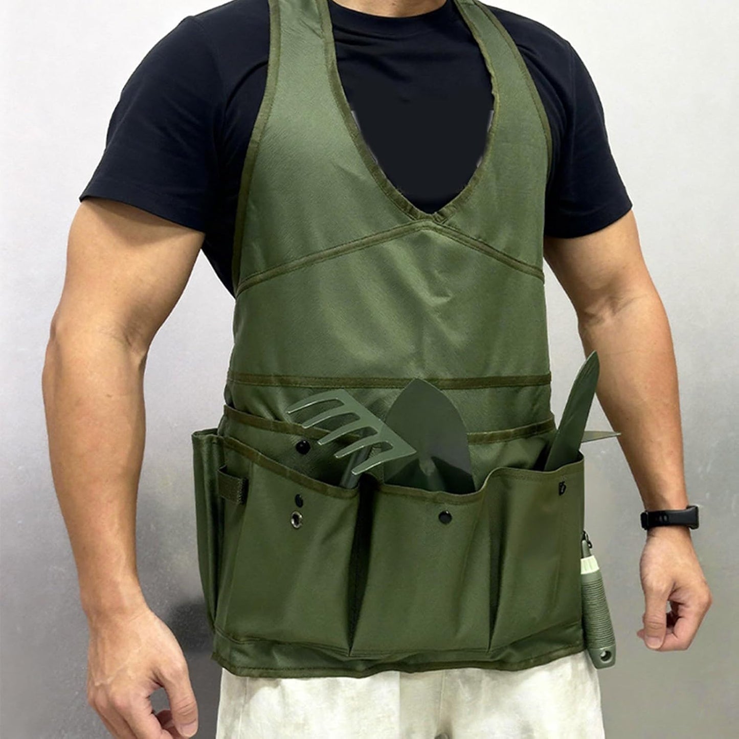 Ergonomic Gardening Work Apron Heavy Duty Multiple Pockets Adjustable 