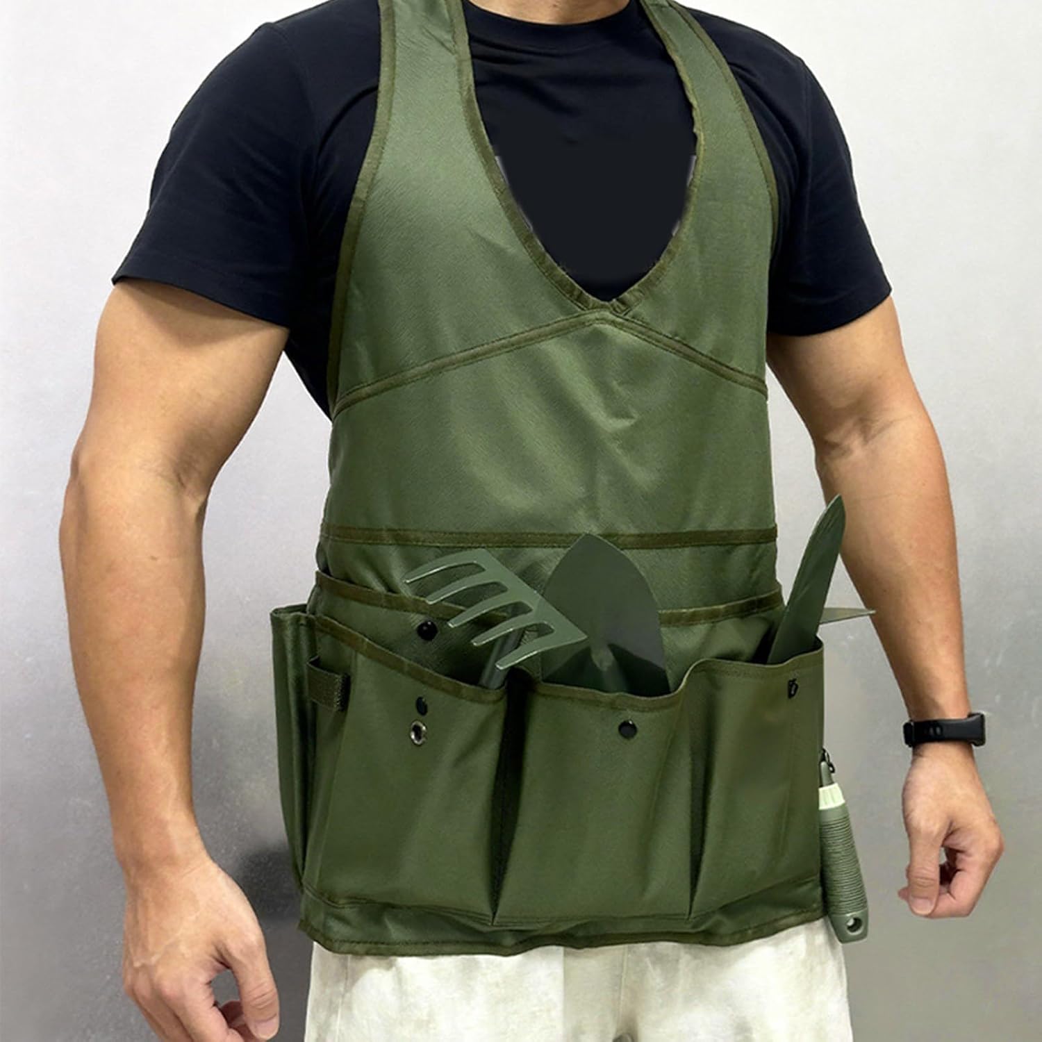Ergonomic Gardening Work Apron Heavy Duty Multiple Pockets Adjustable 