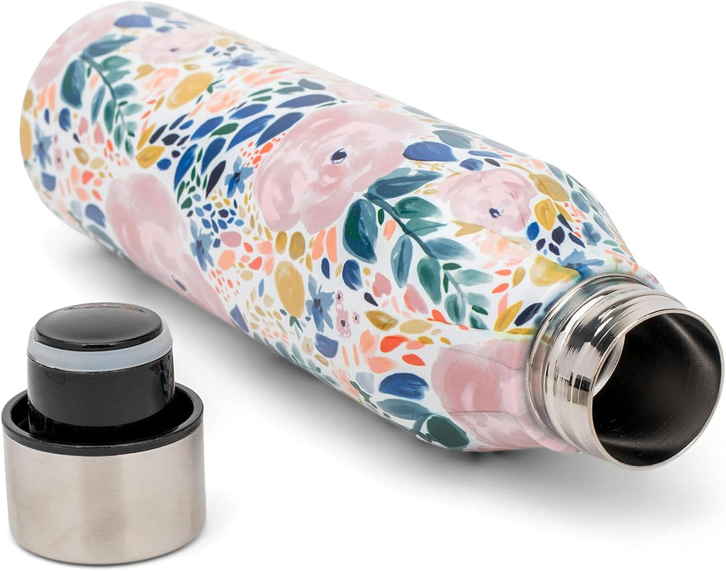 Mary Square SH00054 Enchanted Garden Pink Rose 17 ounce Stainless Stee