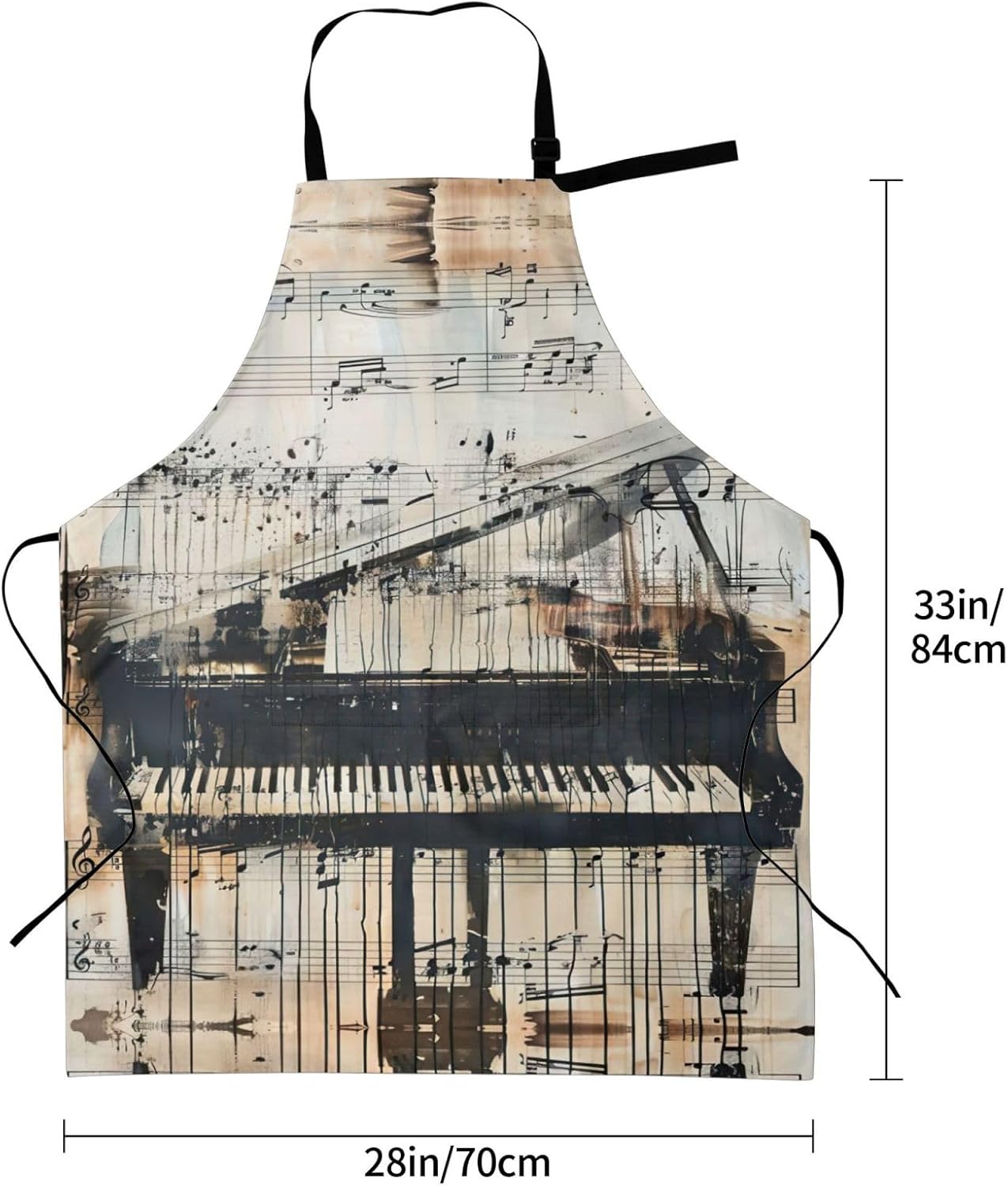 Sheet Music print Waterproof chef's apron with pocket apron for kitchen cooking baking barbecue and gardening