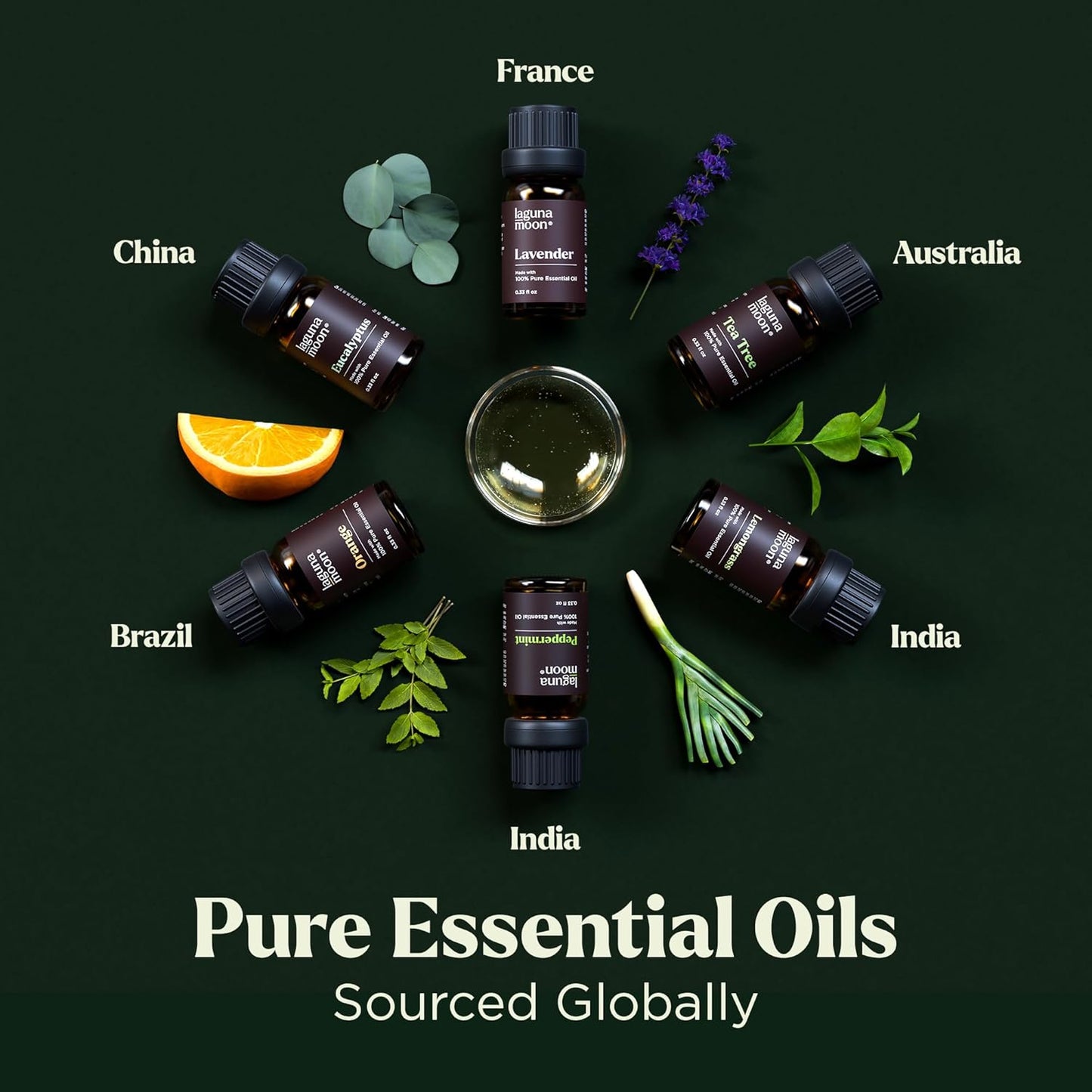 Lagunamoon Essential Oils Aromatherapy Set - 6 Oils for Diffusers, Hom