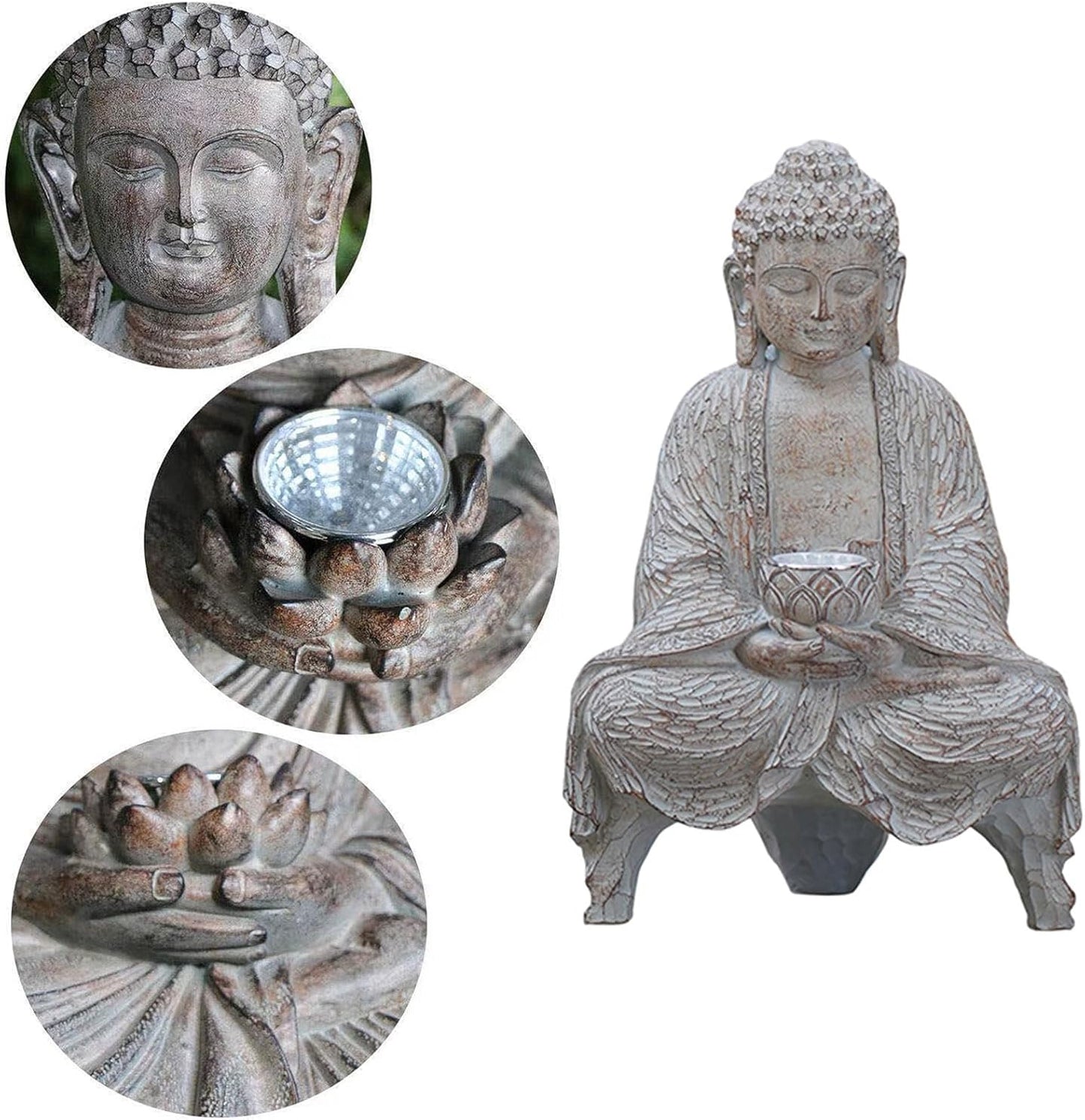 Home Buddhas Statue Solar Power Flickering LED Garden Light Meditations Buddhas Figures Spiritual Room Decorations Solar Buddhas Statue
