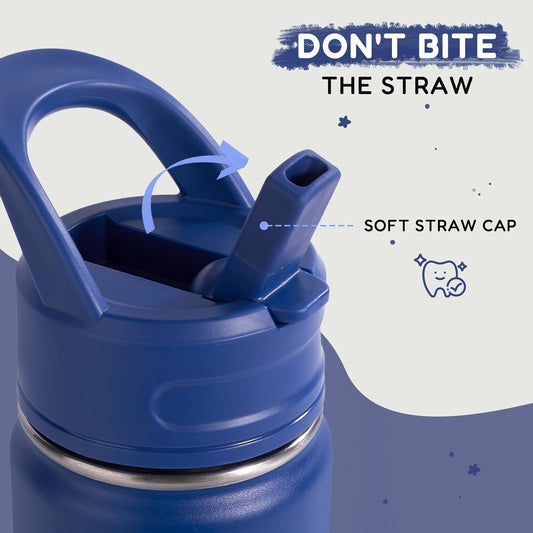 12oz Kids Water Bottle for School, Toddler Water Bottles with Straws, 
