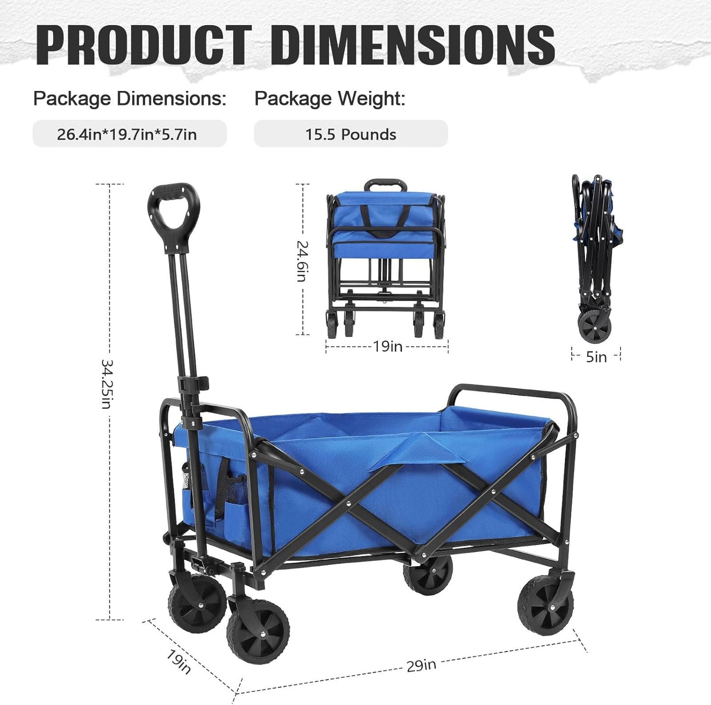 Beach Wagon with Big Wheels for Sand,Collapsible Folding All Terrain U