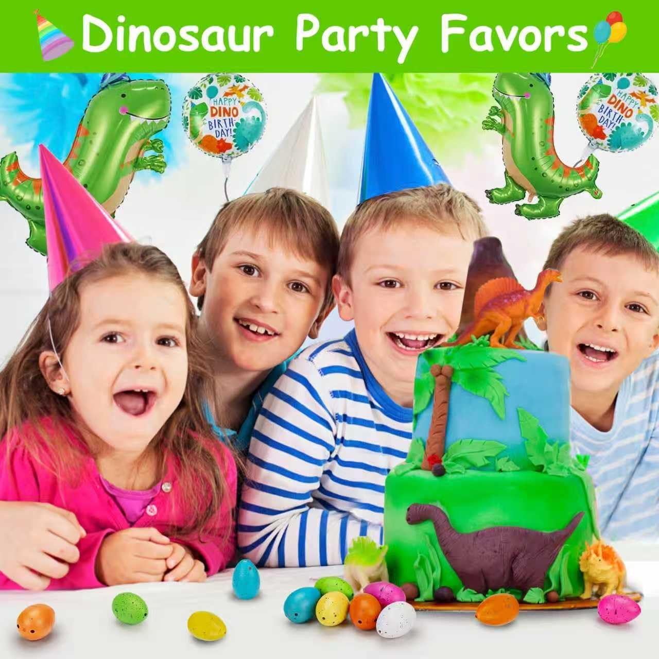 60PCS Small Hatching Dinosaur Eggs for Dinosaur Birthday Party Favors 