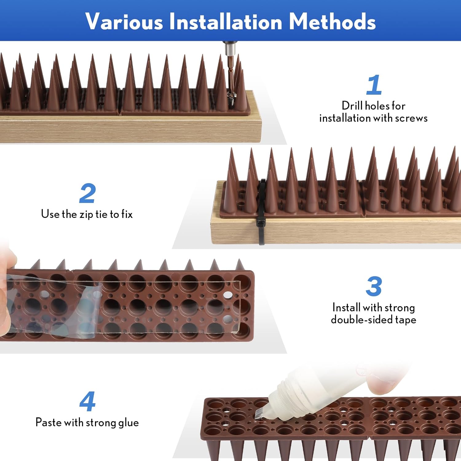 Bird Spikes,20 Pack Bird Deterrent Spikes for Outside,Bird Spikes for 