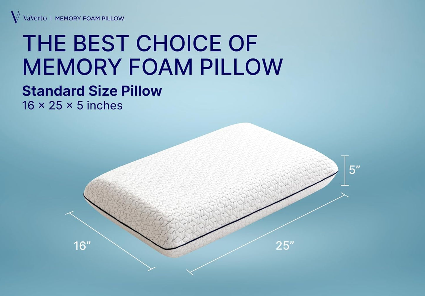 Cooling Gel Memory Foam Pillow - 1-Pack - Standard Size Bed Pillows For Sleeping - Medium-Firm - Back, Stomach and Side Sleeper Pillow - Shoulder & Back Pain Relief - Washable , Bamboo Viscose Cover