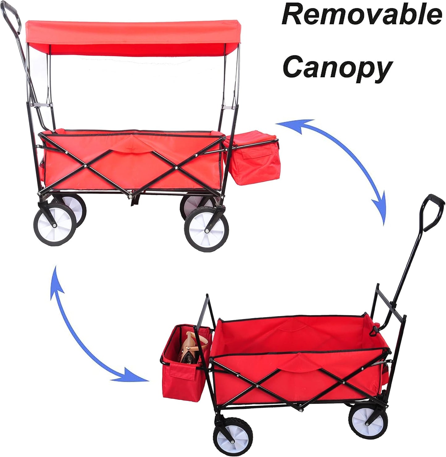 Garden Shopping Beach Cart Folding Wagon with Umbrella Accessories Pac