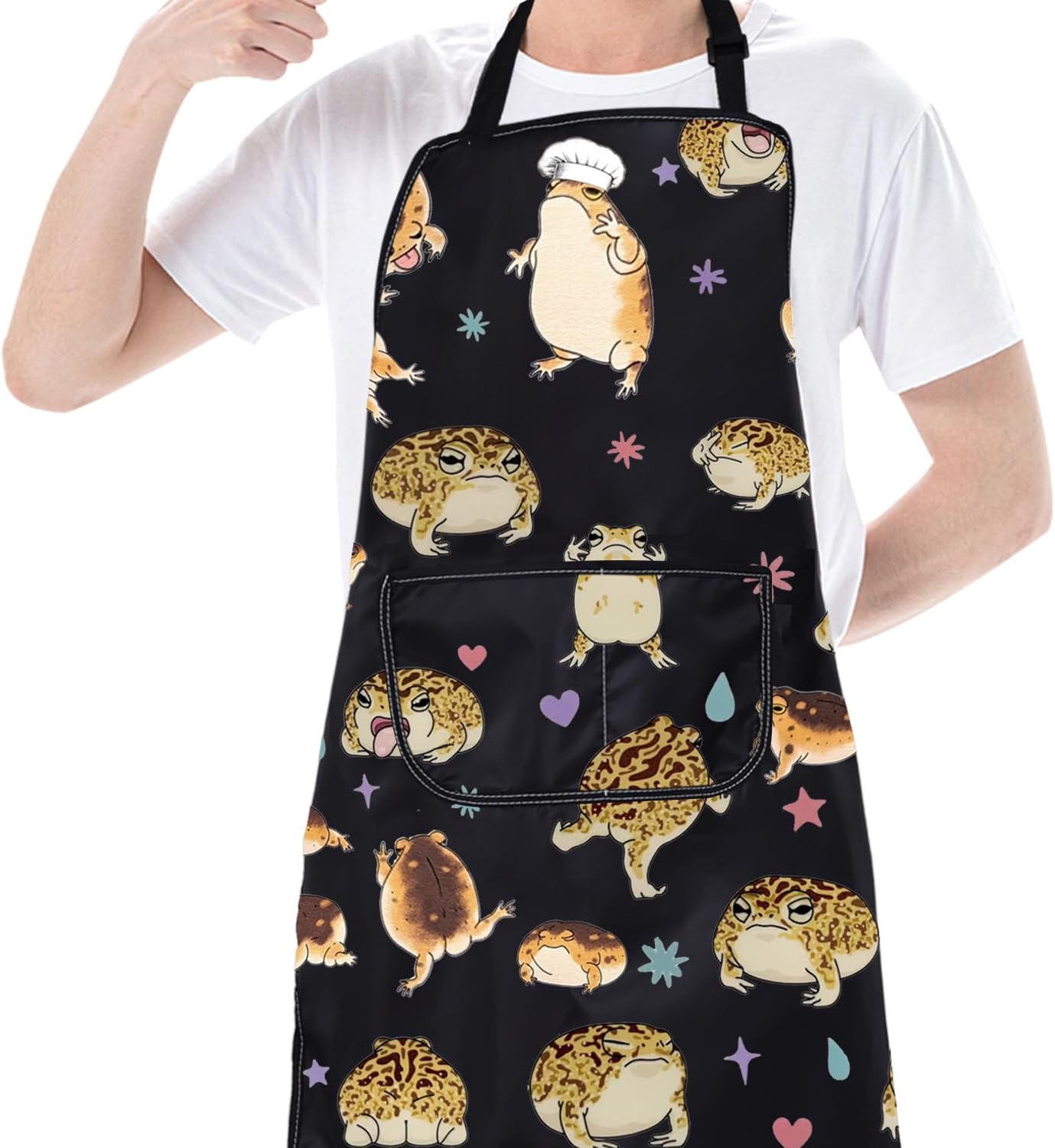 CMNIM Desert Rain Frog Apron Funny Frog Cooking Apron Frog Lover Gifts for Women Frog Gardening Aprons Frog Waterproof Aprons