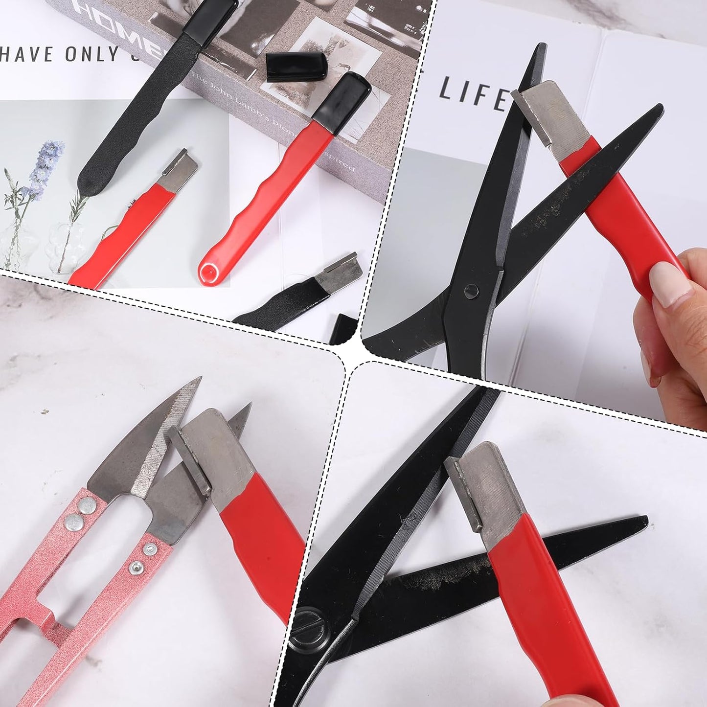 4 Pack Garden Tool Sharpener, Pruning Shears Blade Sharpener, Pocket Blade Sharpeners, Mini Portable Quick Edge Sharpening Multipurpose Usage Knife Sharpeners for Hedge Shears, Sickle, Scissor