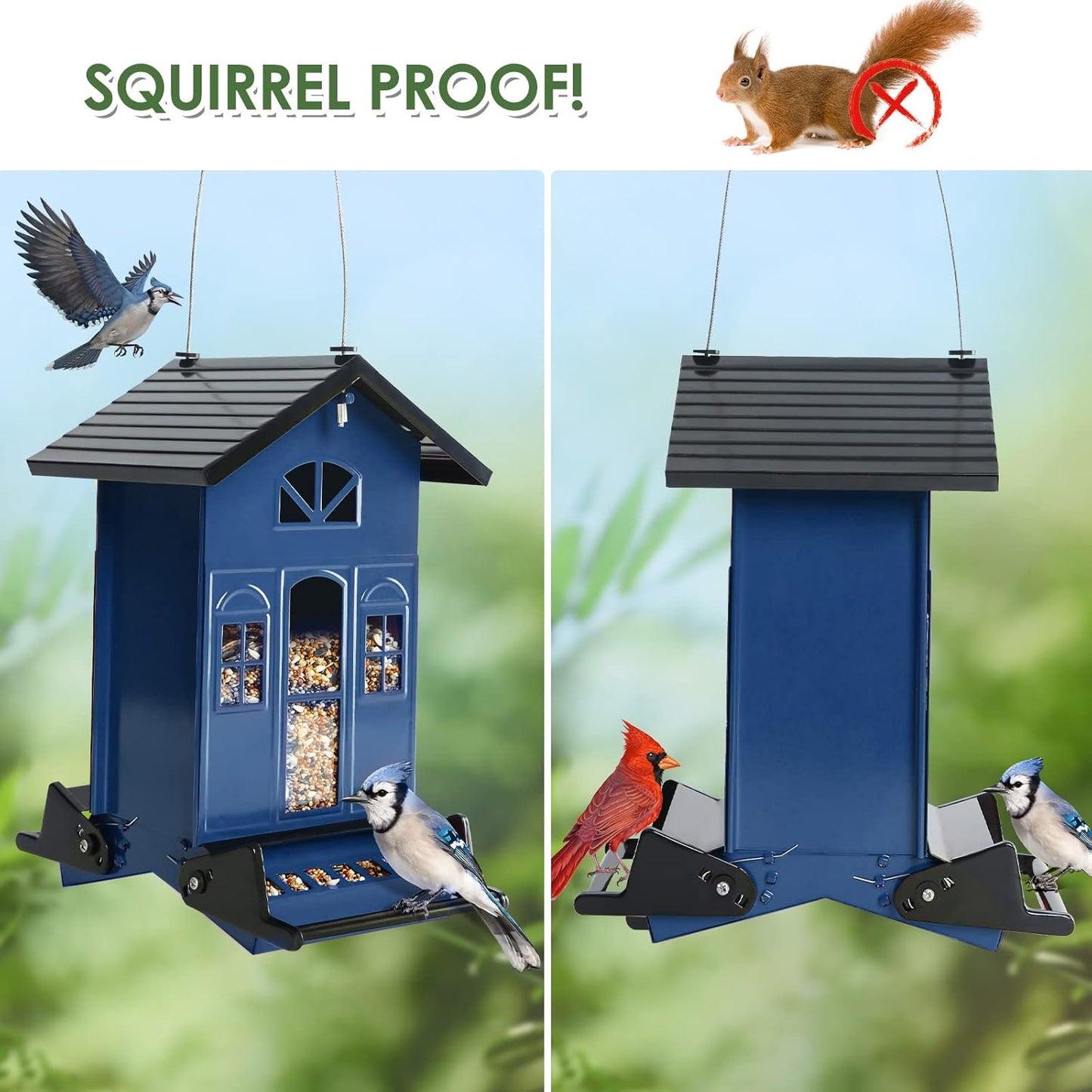 Birdkiss Bird Feeder Squirrel-Proof Outside: Country House Series for 