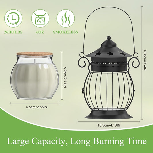 Citronella Candles Outdoor, 2 x 6oz Scented Candles with Vintage Metal