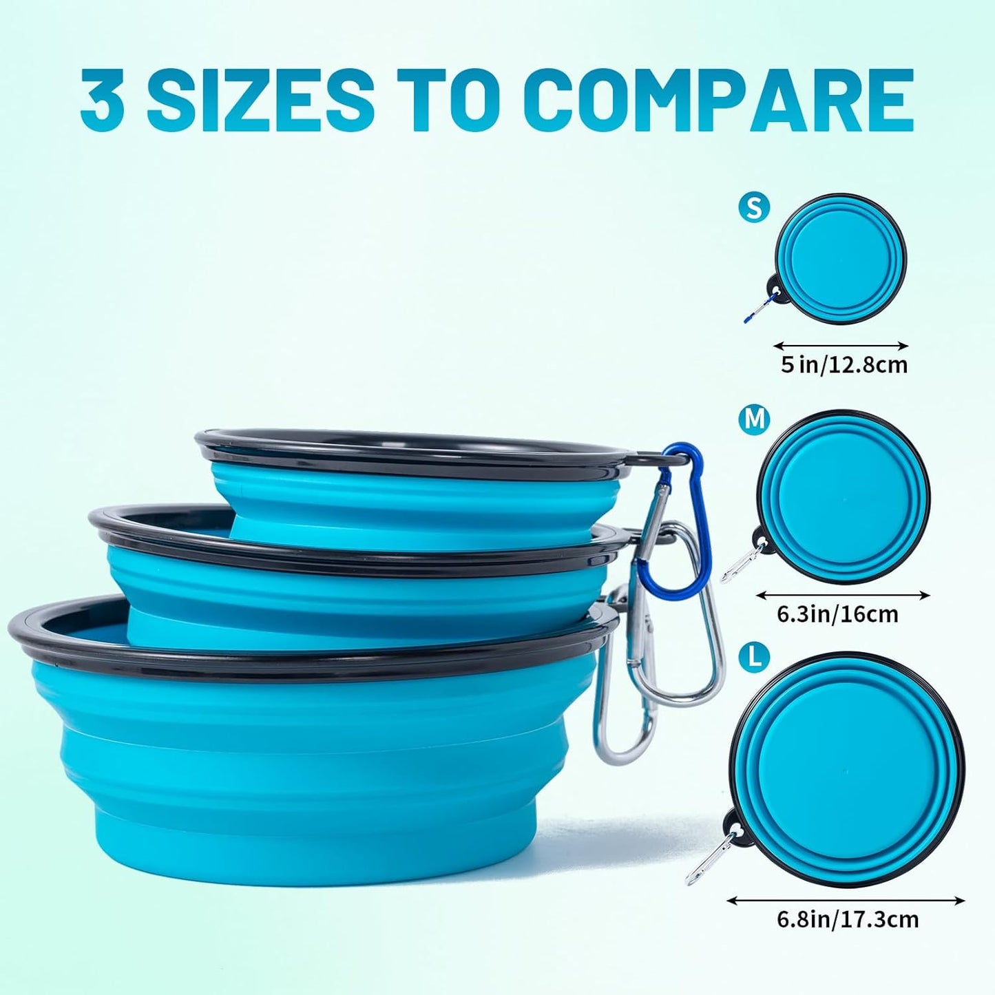 SLSON Collapsible Bowl with Cover Lids,2 Pack Dog Travel Bowls Portabl