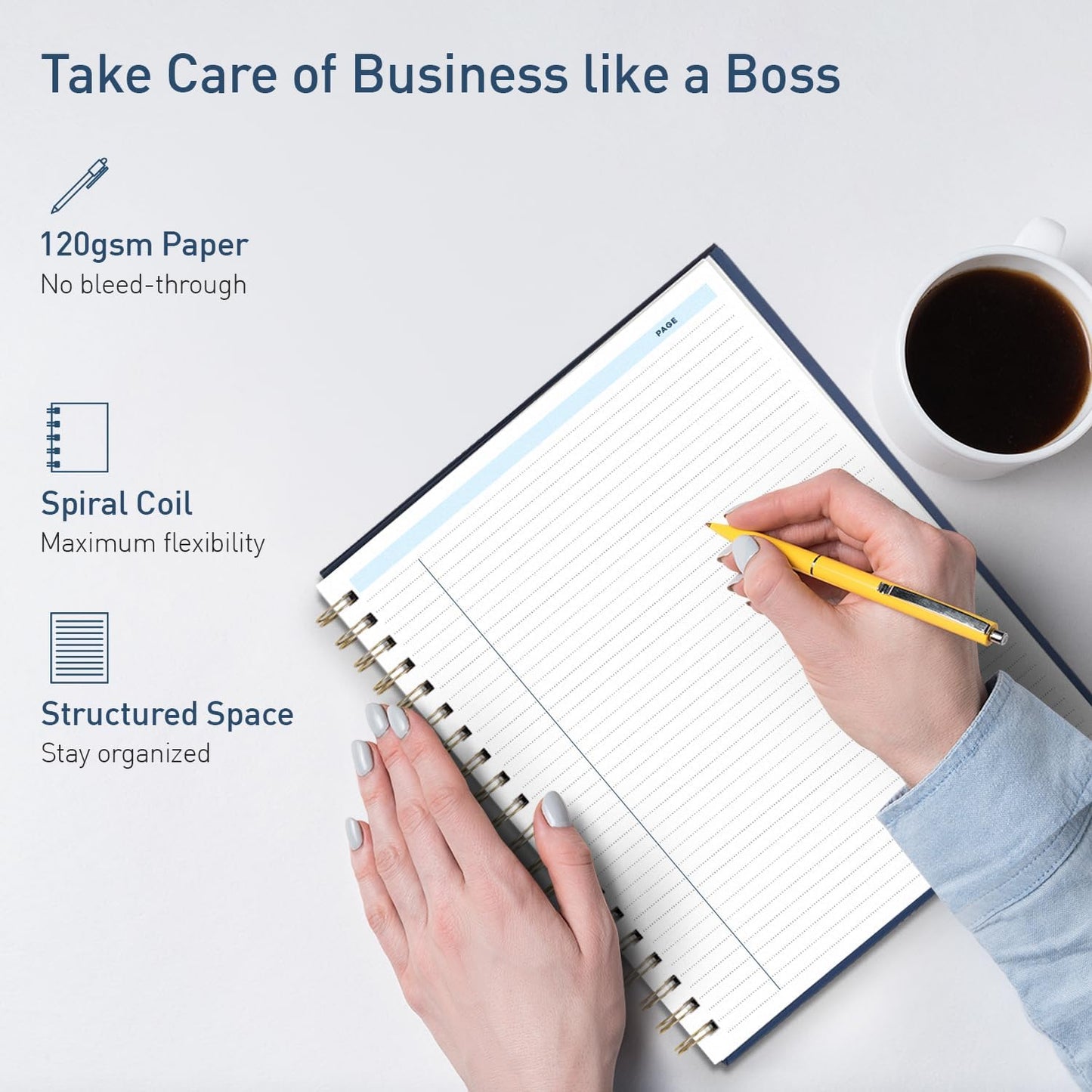 S&O Undated Daily Planner for Organization, Spiral Logbook with Hourly