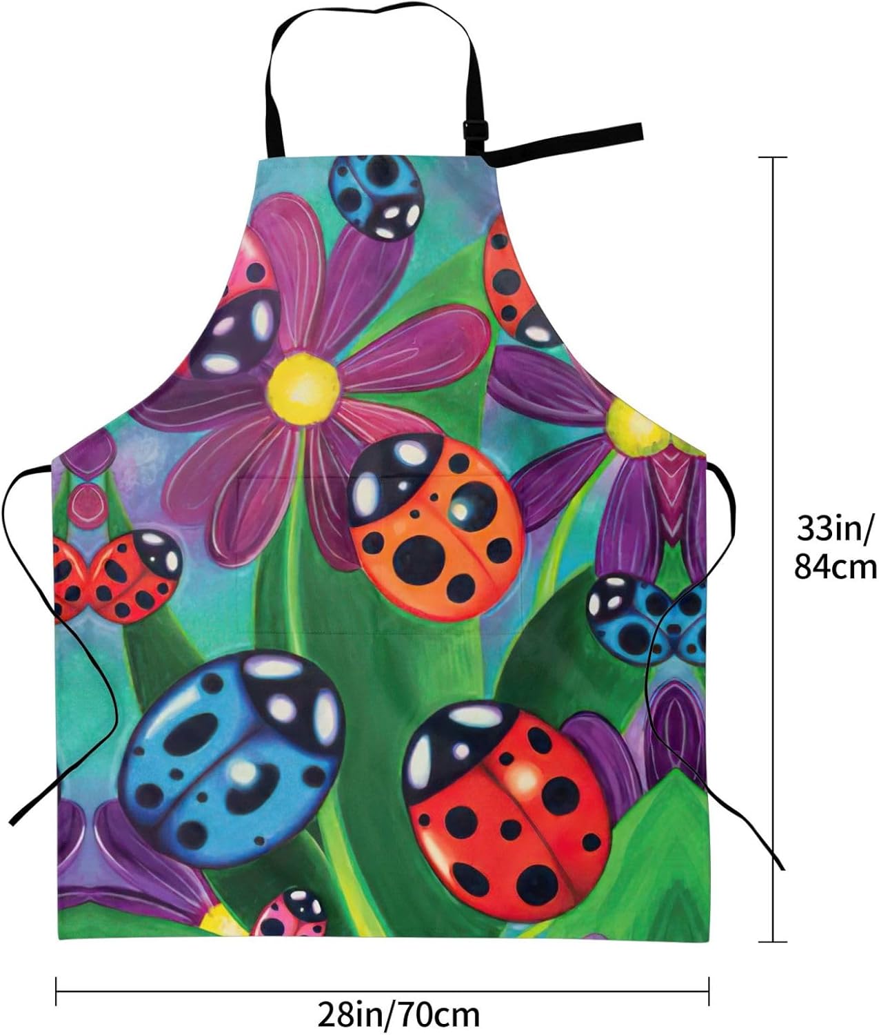 Colorful Ladybird Print Laundry apron 28x33 In Waterproof Kitchen Apron with Pockets for Cooking Baking