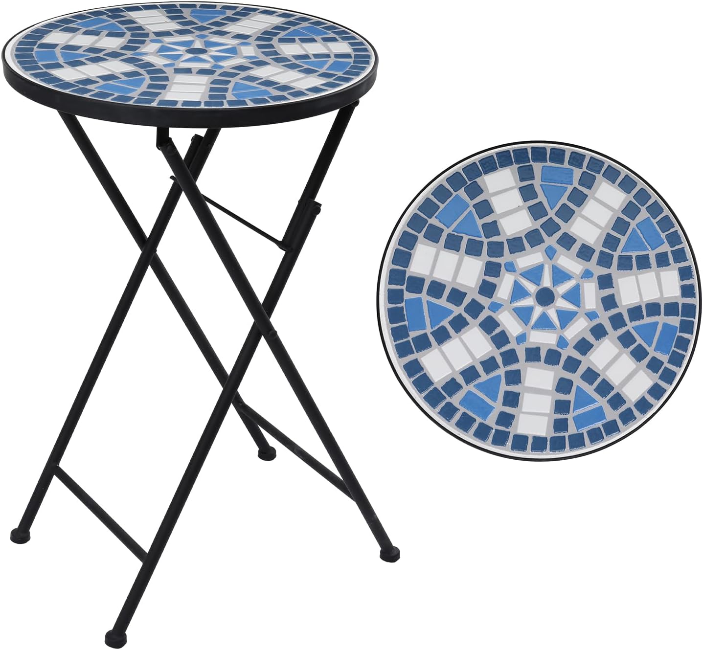 VCUTEKA Mosaic Outdoor Side Table, Patio Side Tables with 14" Ceramic 