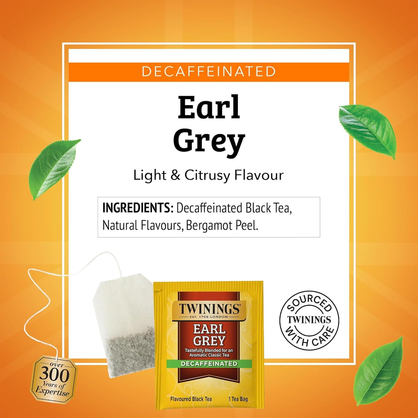 Twinings Earl Grey Decaf Black Tea - Refreshing Earl Grey Decaffeinated Tea Bags with the Flavor of Bergamot and Citrus, Individually Wrapped Decaf Tea Bags, 20 Count