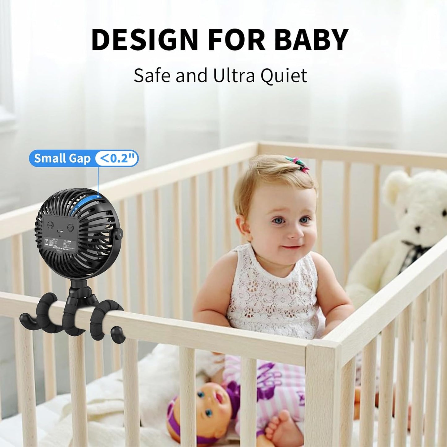 AMACOOL Battery Operated Stroller Fan, Baby Travel Essentials for Beac